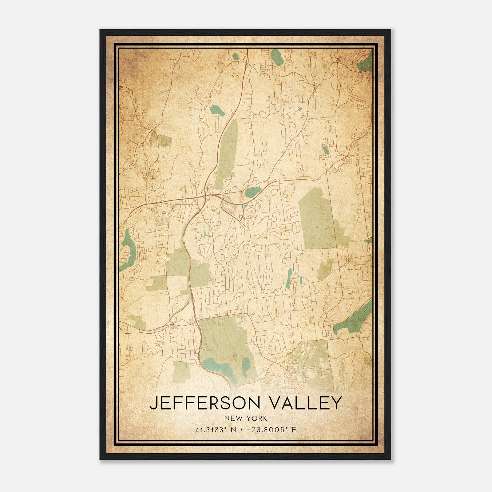 Vintage Jefferson Valley New York Map Poster, Modern Home Decor Wall Art Print