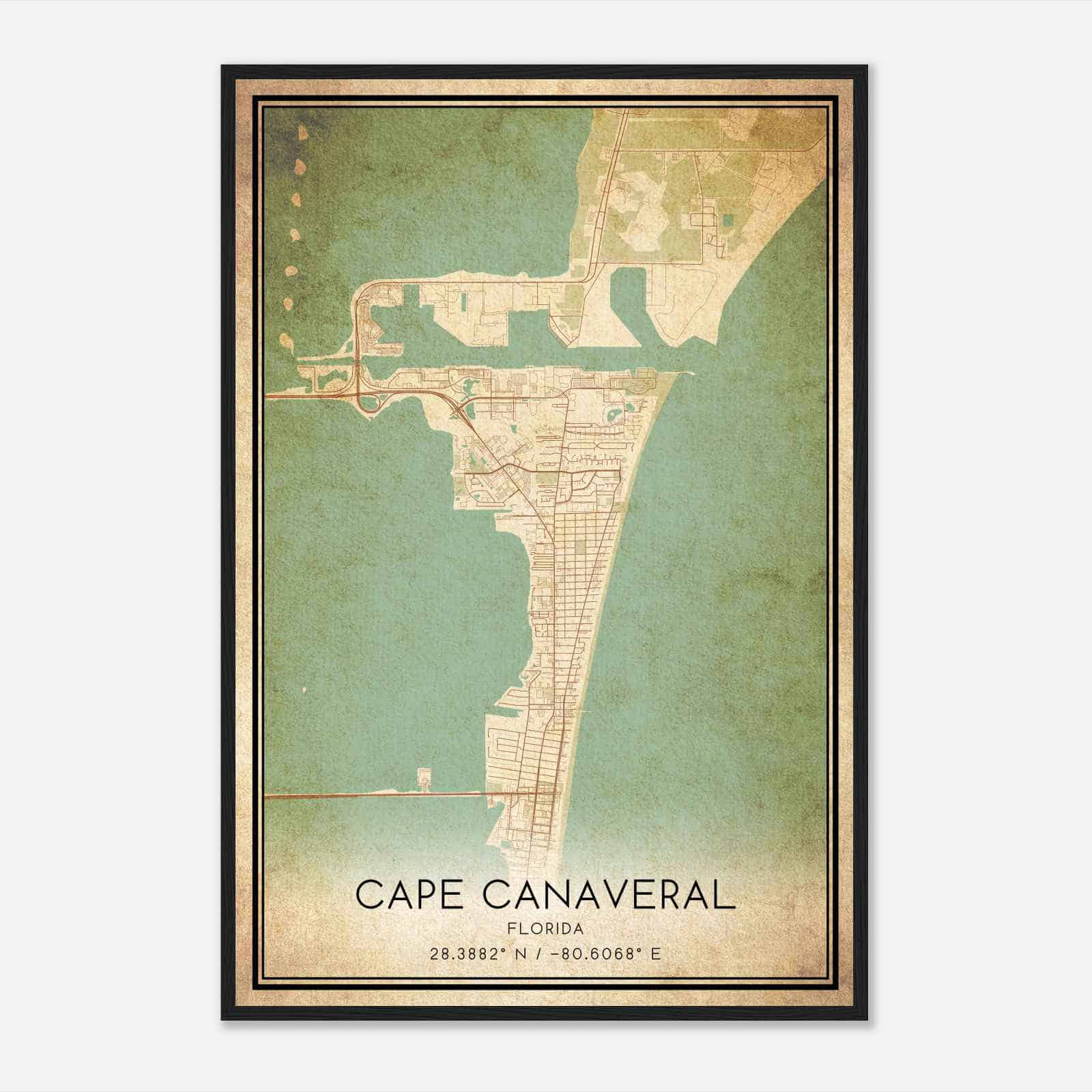 Vintage Cape Canaveral Florida Map Poster, Modern Home Decor Wall Art Print Vintage Cape Canaveral Florida Map Poster, Modern Home Decor Wall Art Print