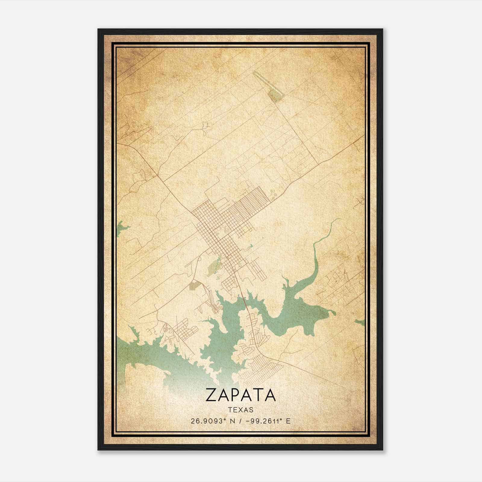 Vintage Zapata Texas Map Poster, Modern Home Decor Wall Art Print Vintage Zapata Texas Map Poster, Modern Home Decor Wall Art Print