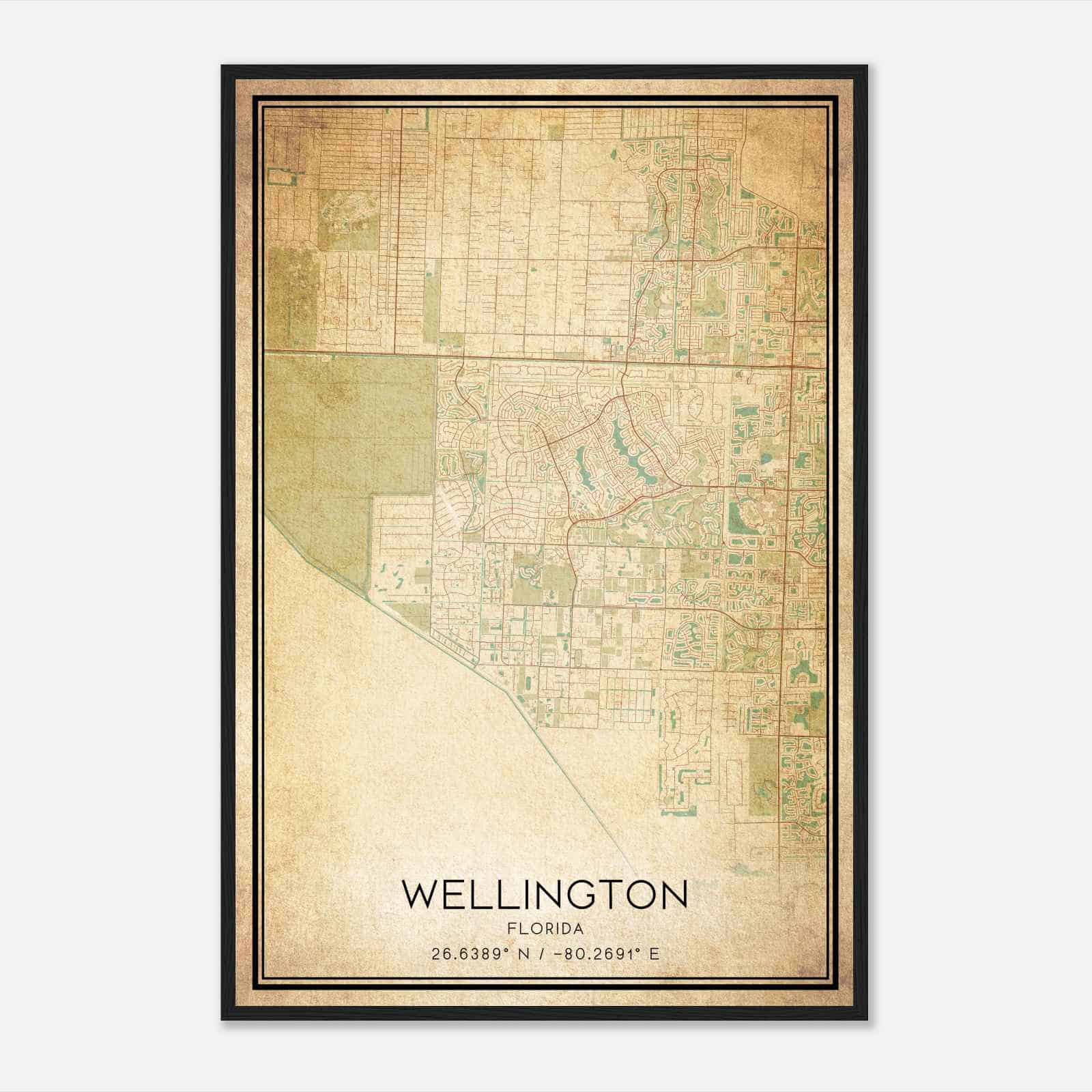 Vintage Wellington Florida Map Poster, Modern Home Decor Wall Art Print Vintage Wellington Florida Map Poster, Modern Home Decor Wall Art Print