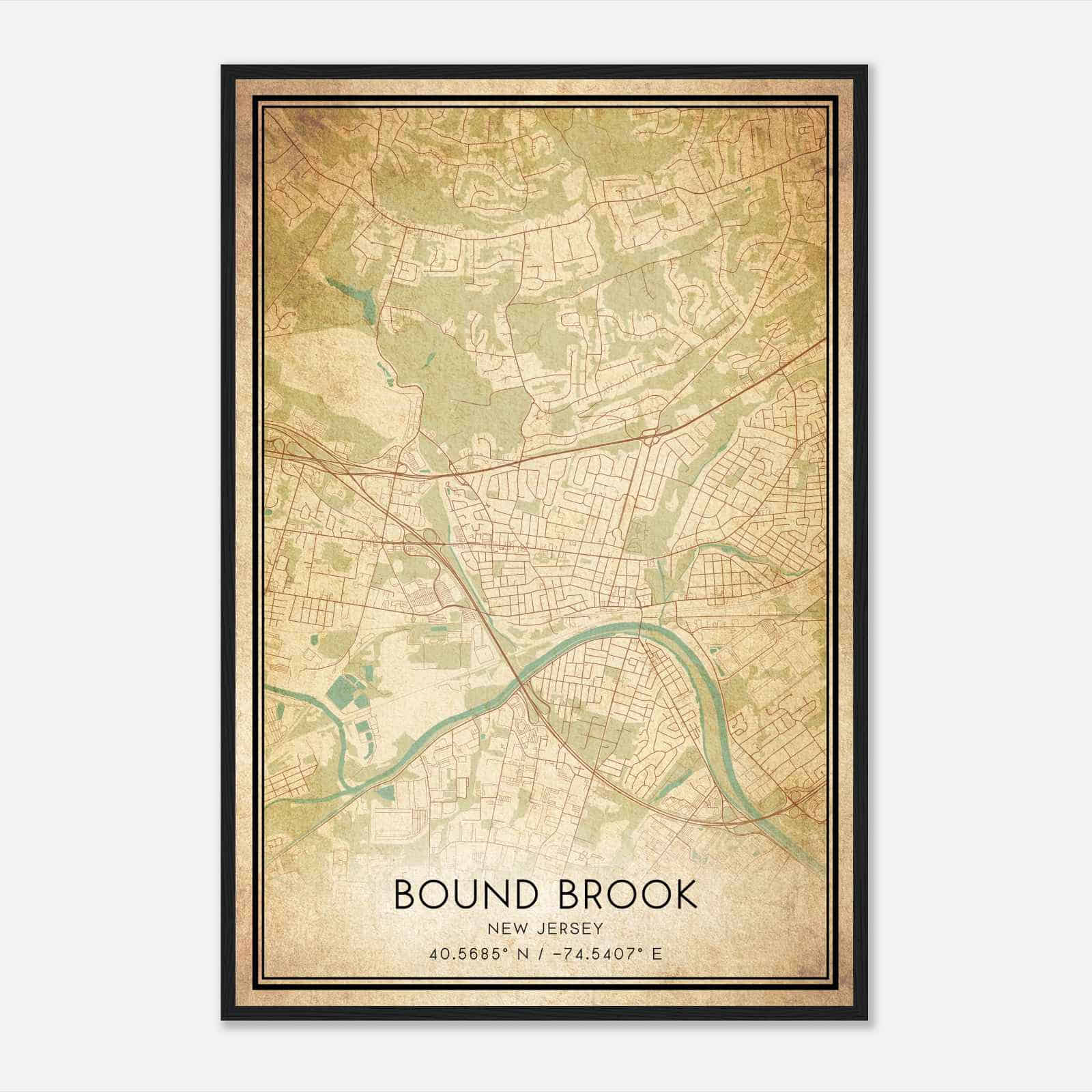Vintage Bound Brook New Jersey Map Poster, Modern Home Decor Wall Art Print Vintage Bound Brook New Jersey Map Poster, Modern Home Decor Wall Art Print