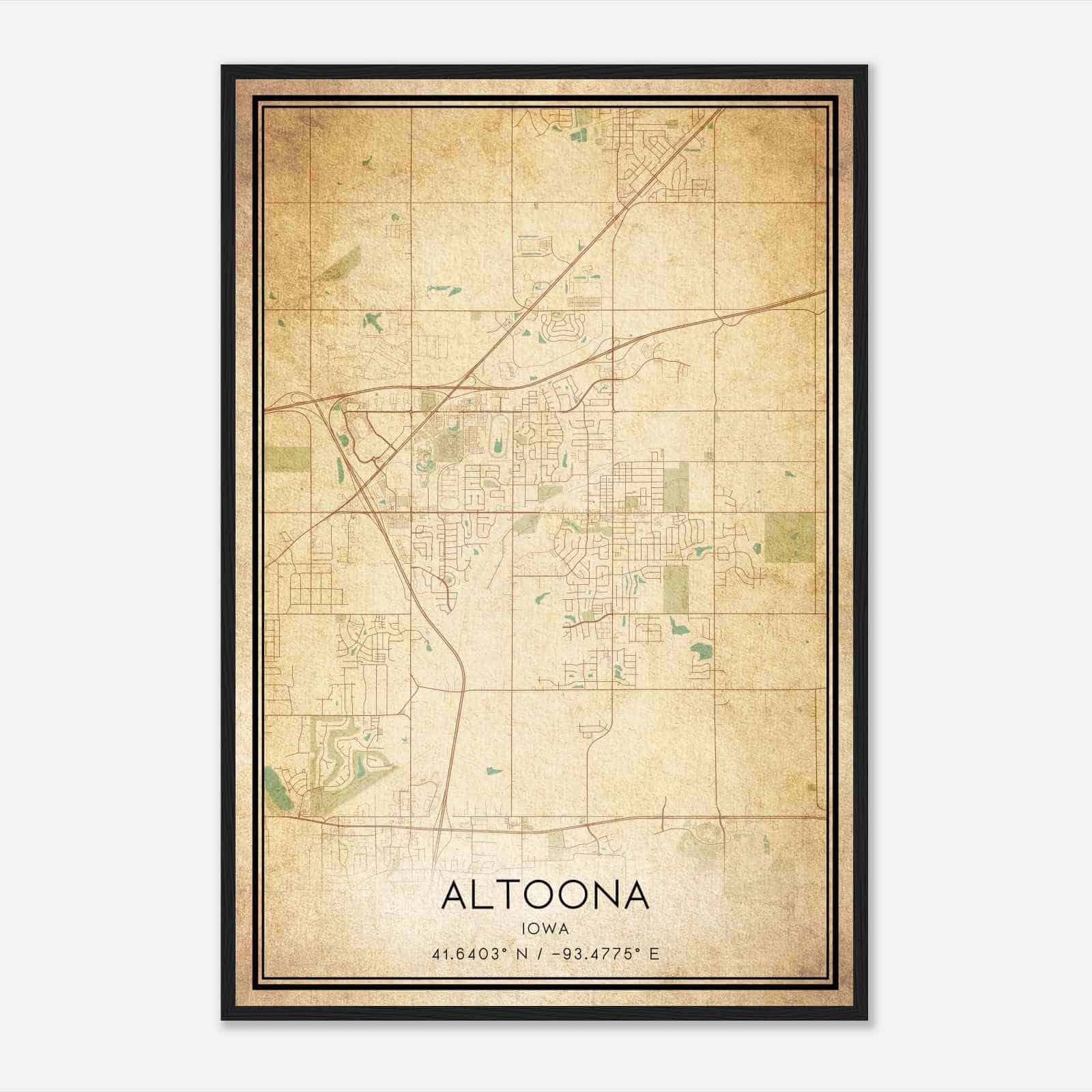 Vintage Altoona Iowa Map Poster, Modern Home Decor Wall Art Print Vintage Altoona Iowa Map Poster, Modern Home Decor Wall Art Print