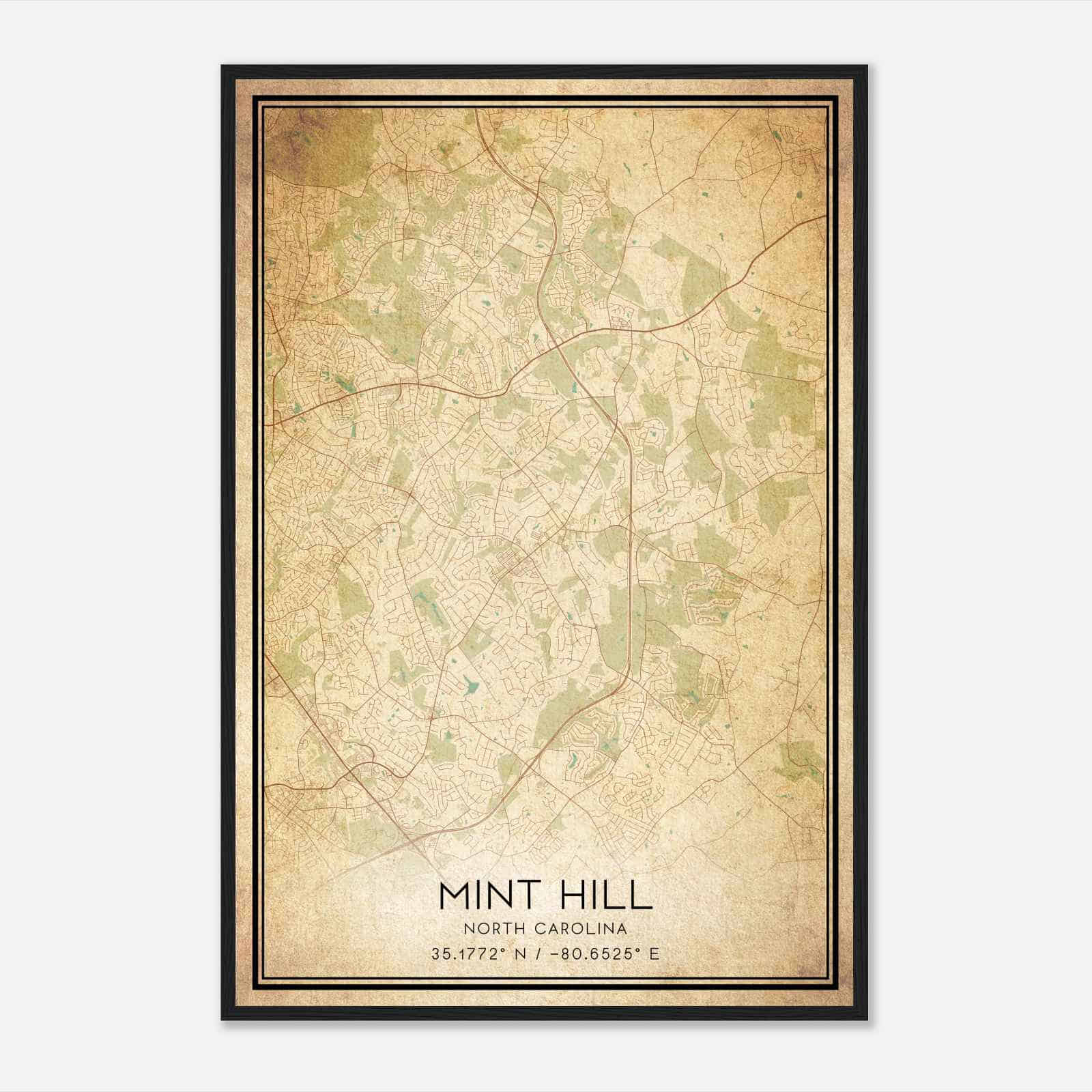 Vintage Mint Hill North Carolina Map Poster, Modern Home Decor Wall Art Print