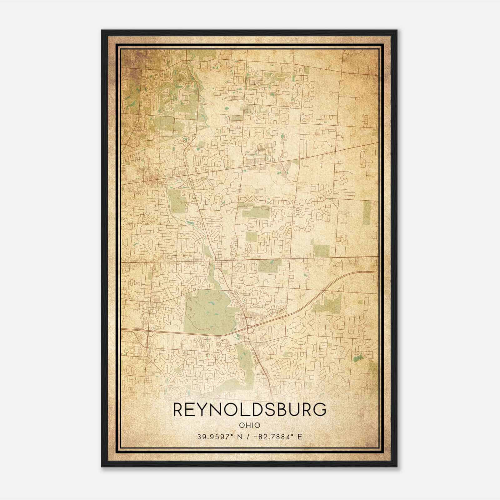 Vintage Reynoldsburg Ohio Map Poster, Modern Home Decor Wall Art Print