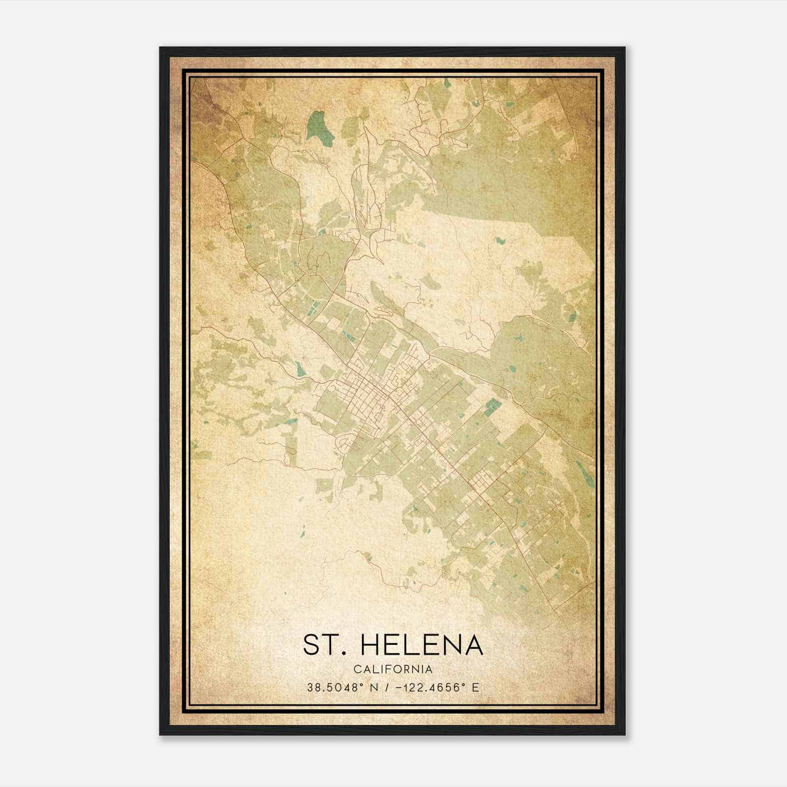 Vintage St. Helena California Map Poster, Modern Home Decor Wall Art Print
