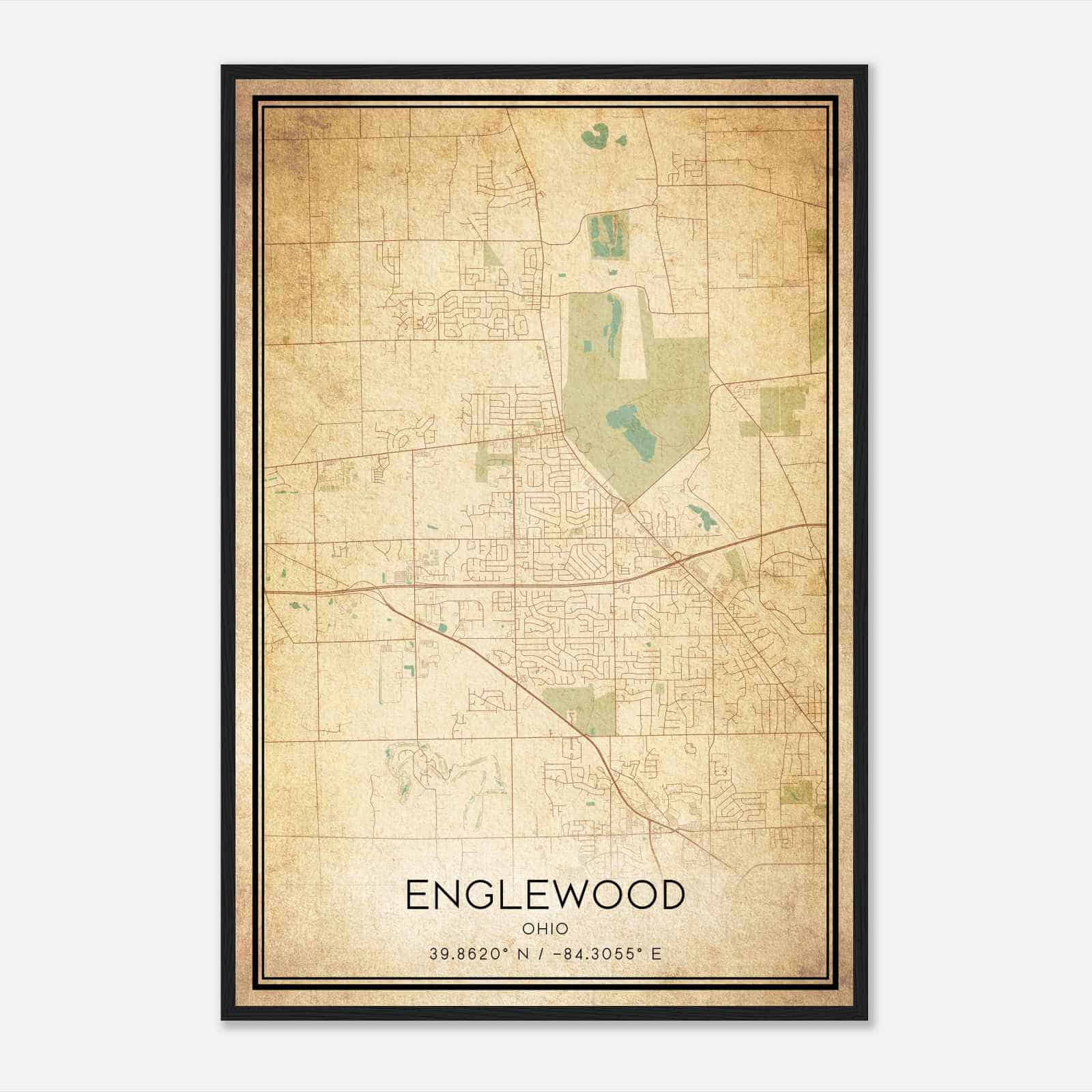 Vintage Englewood Ohio Map Poster, Modern Home Decor Wall Art Print Vintage Englewood Ohio Map Poster, Modern Home Decor Wall Art Print