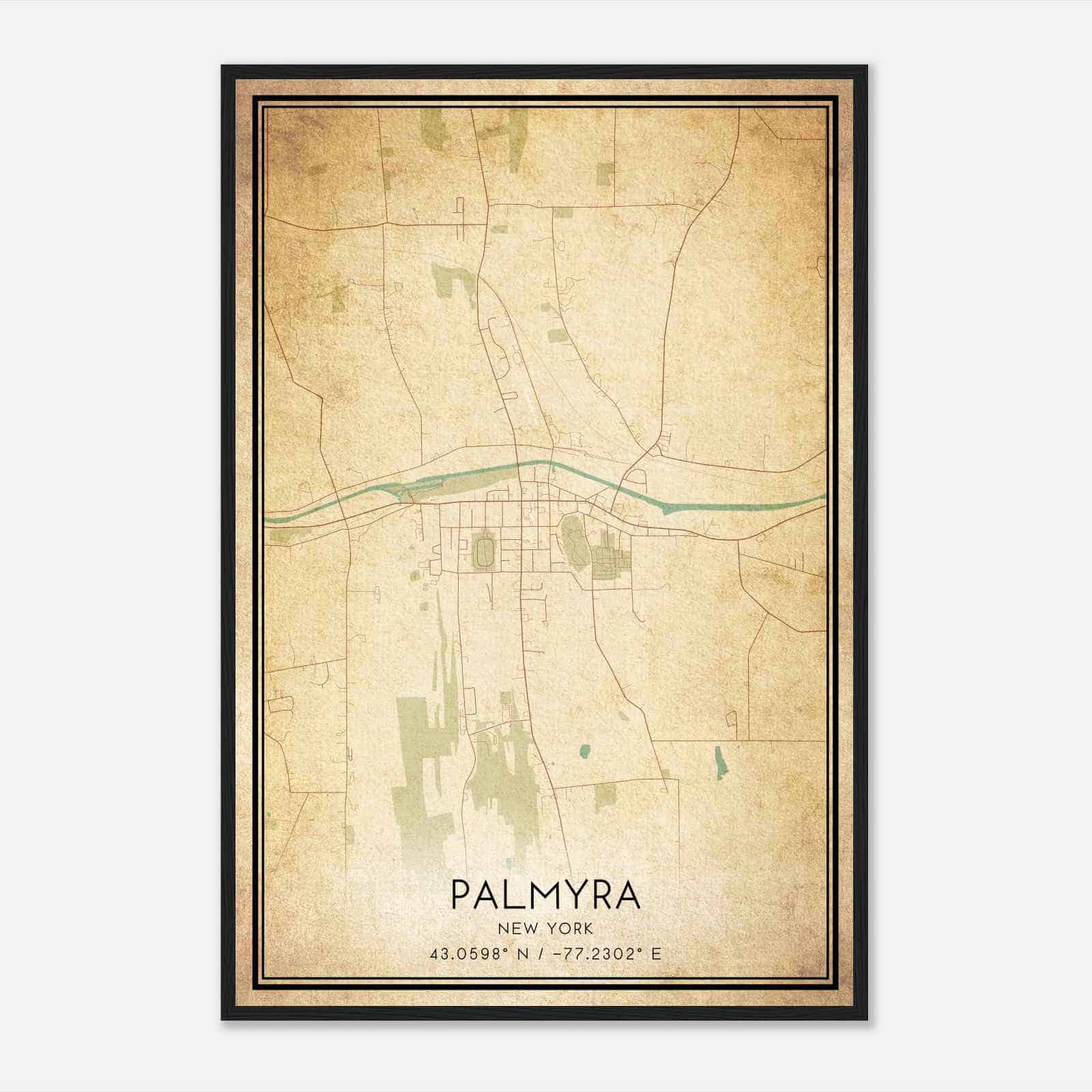 Vintage Palmyra New York Map Poster, Modern Home Decor Wall Art Print