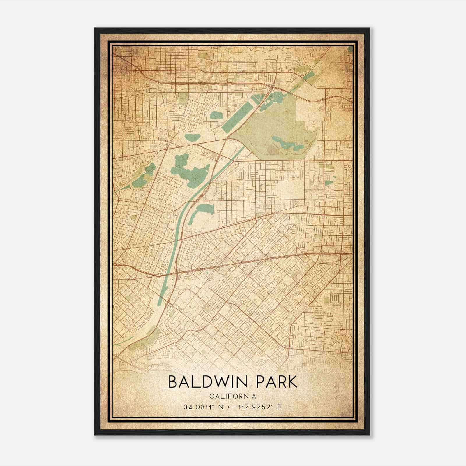 Vintage Baldwin Park California Map Poster, Modern Home Decor Wall Art Print Vintage Baldwin Park California Map Poster, Modern Home Decor Wall Art Print