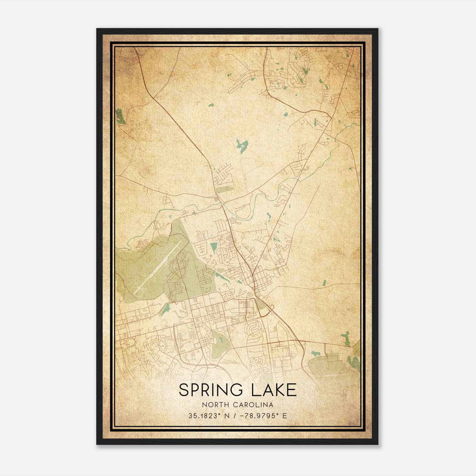 Vintage Spring Lake North Carolina Map Poster, Modern Home Decor Wall Art Print