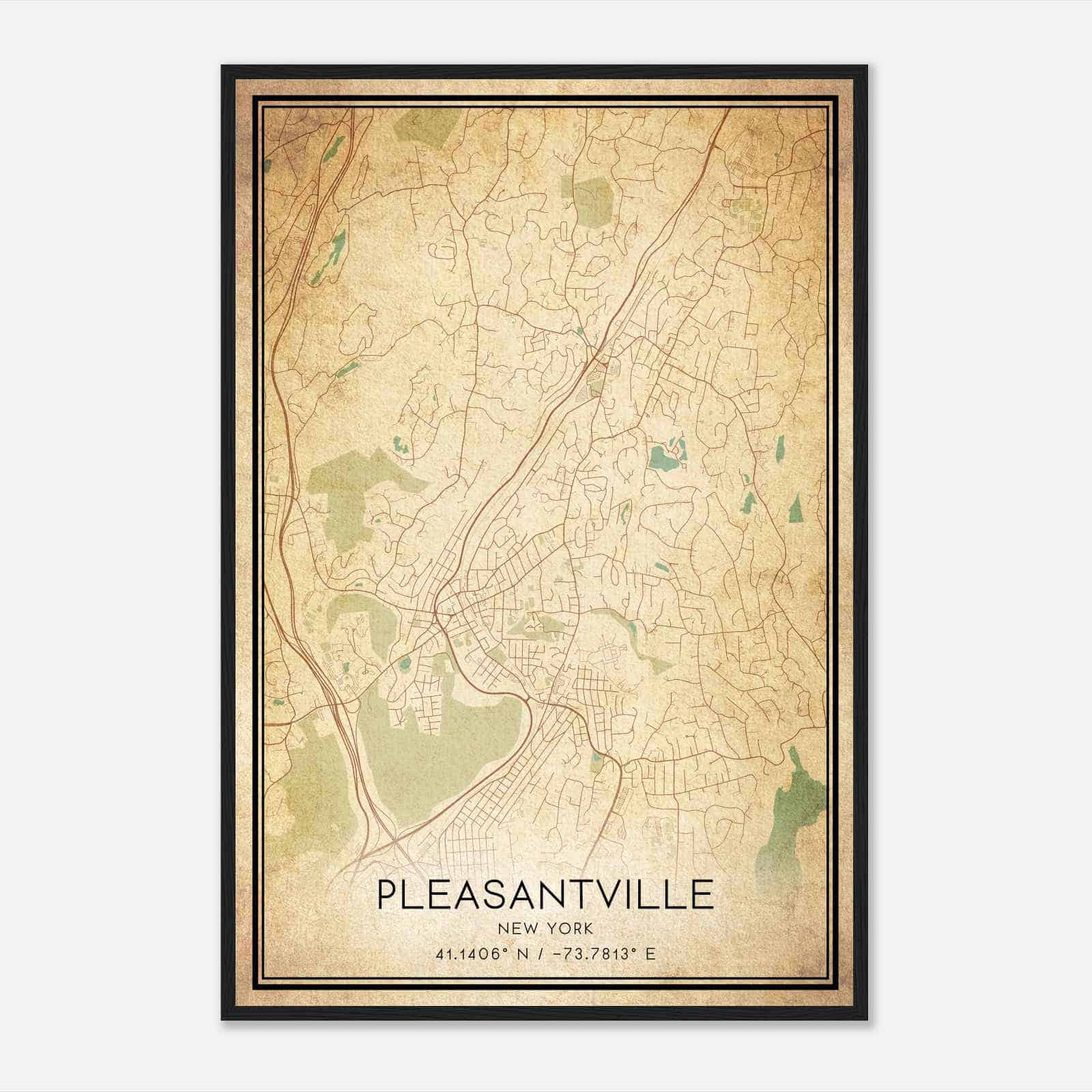 Vintage Pleasantville New York Map Poster, Modern Home Decor Wall Art Print
