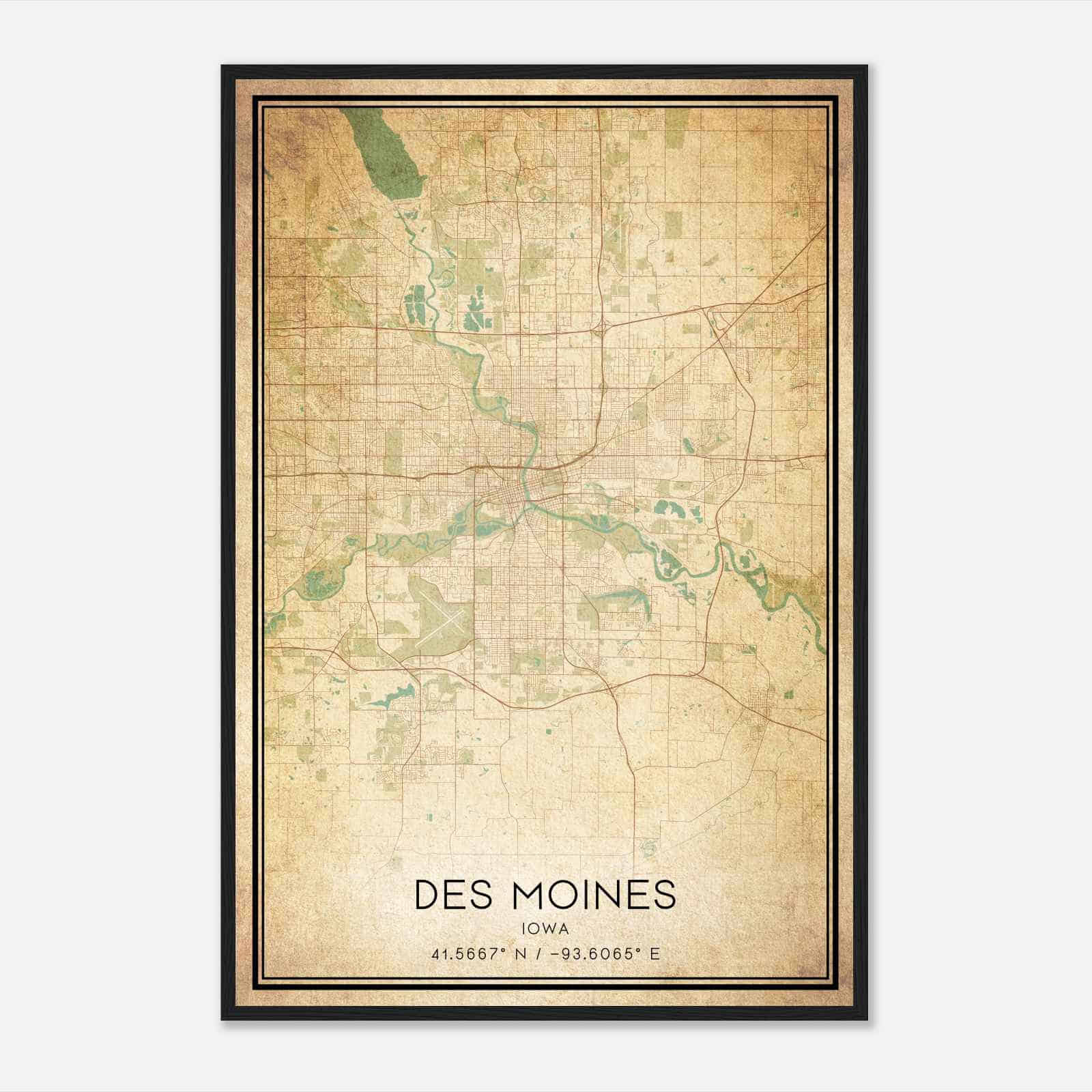 Vintage Des Moines Iowa Map Poster, Modern Home Decor Wall Art Print Vintage Des Moines Iowa Map Poster, Modern Home Decor Wall Art Print