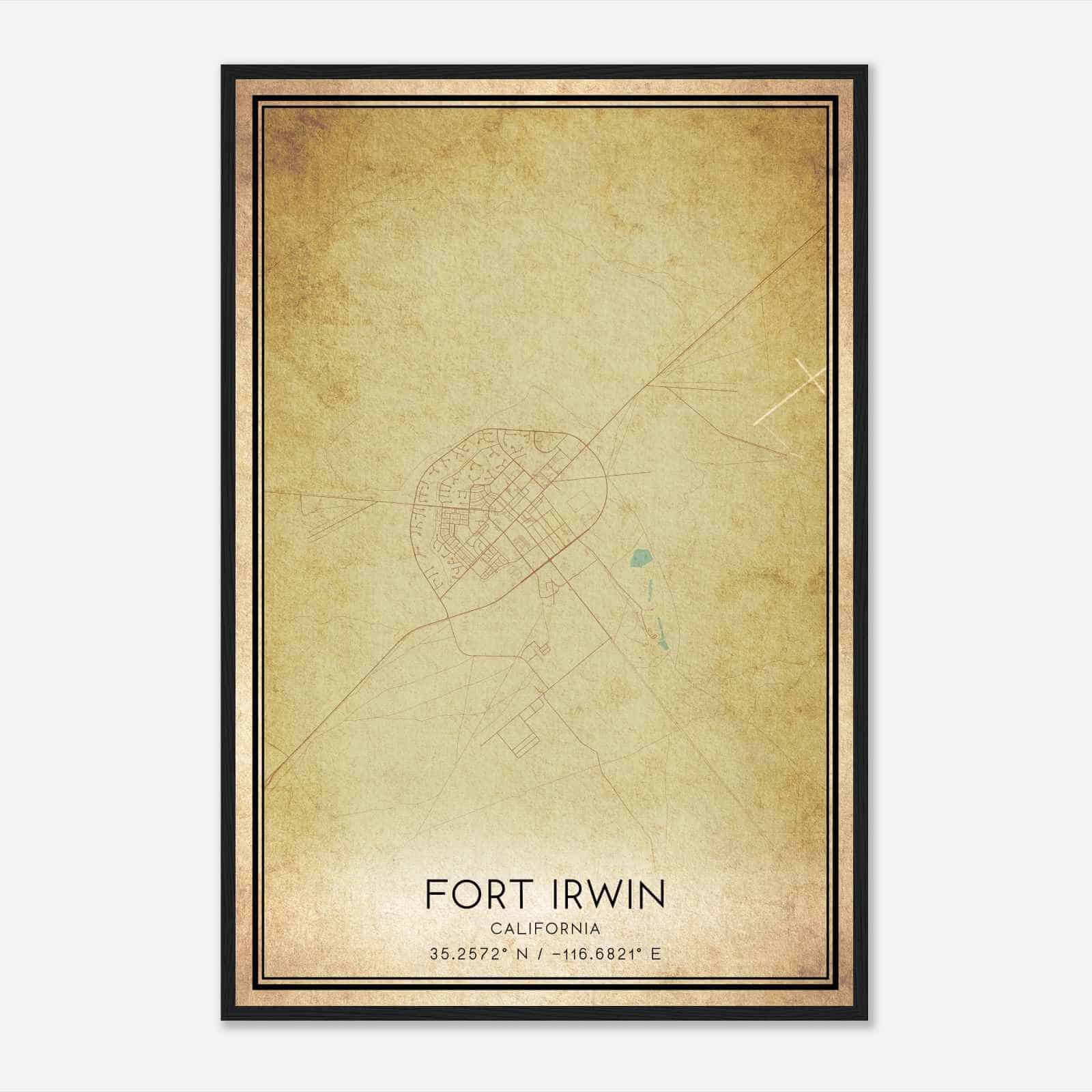 Vintage Fort Irwin California Map Poster, Modern Home Decor Wall Art Print