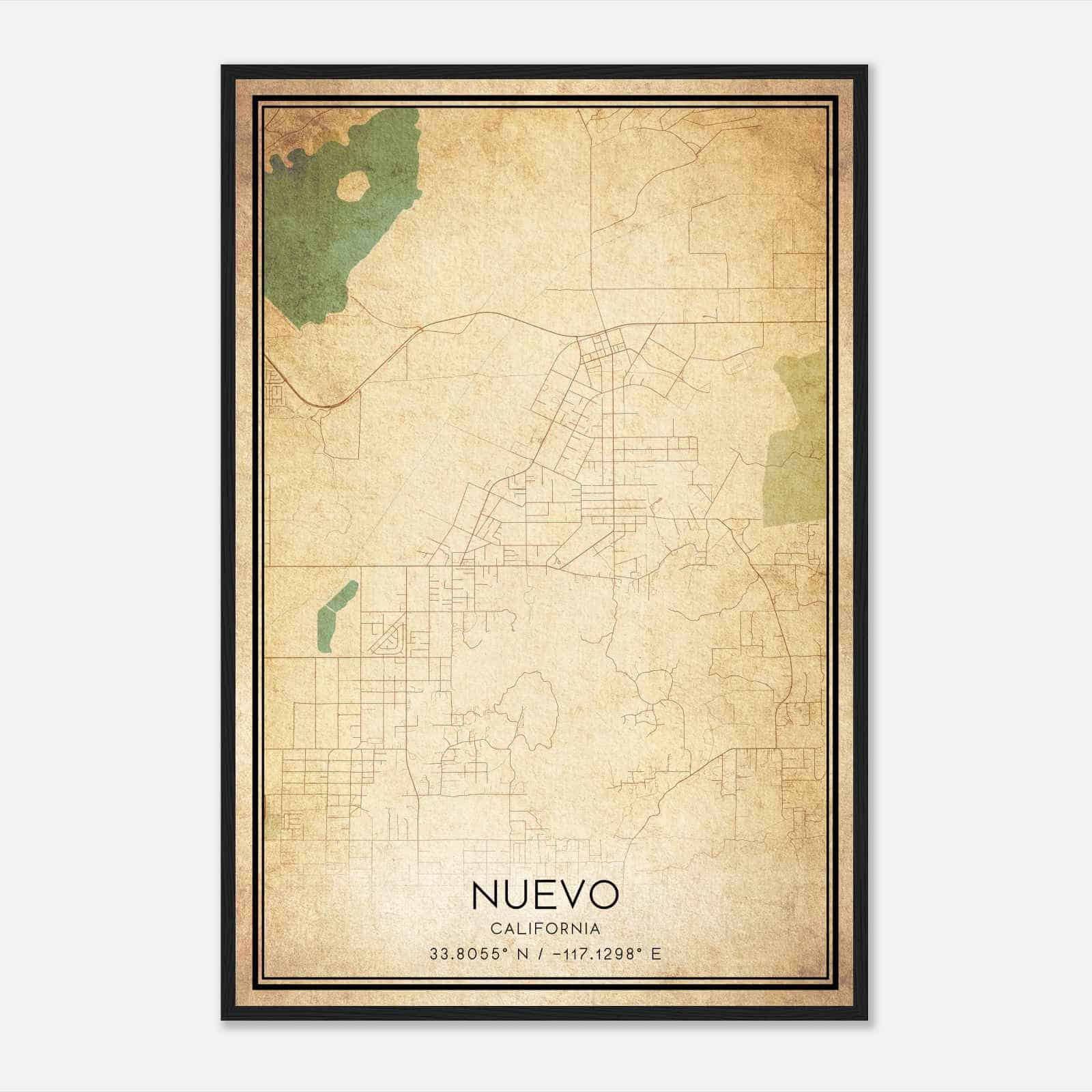Vintage Nuevo California Map Poster, Modern Home Decor Wall Art Print