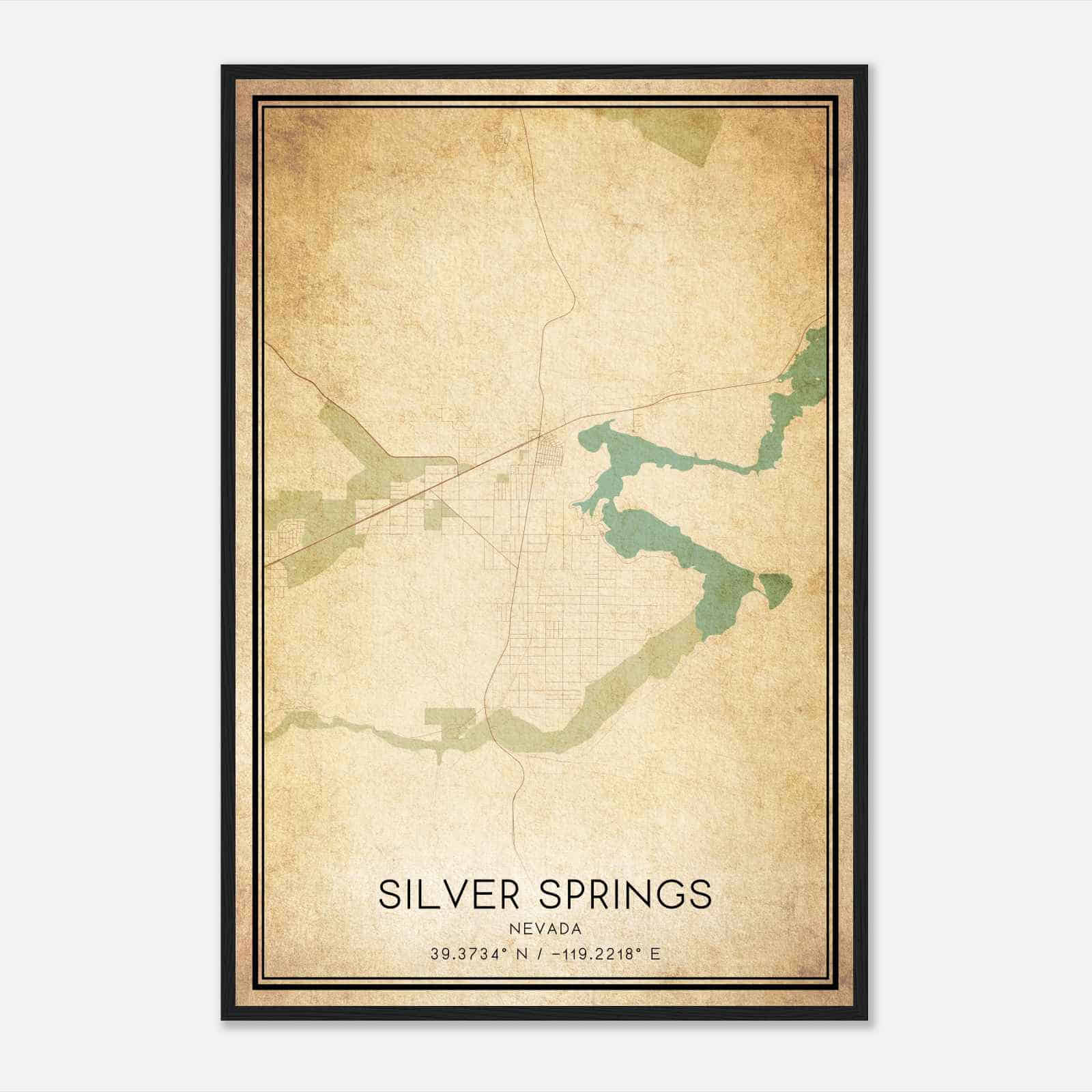 Vintage Silver Springs Nevada Map Poster, Modern Home Decor Wall Art Print