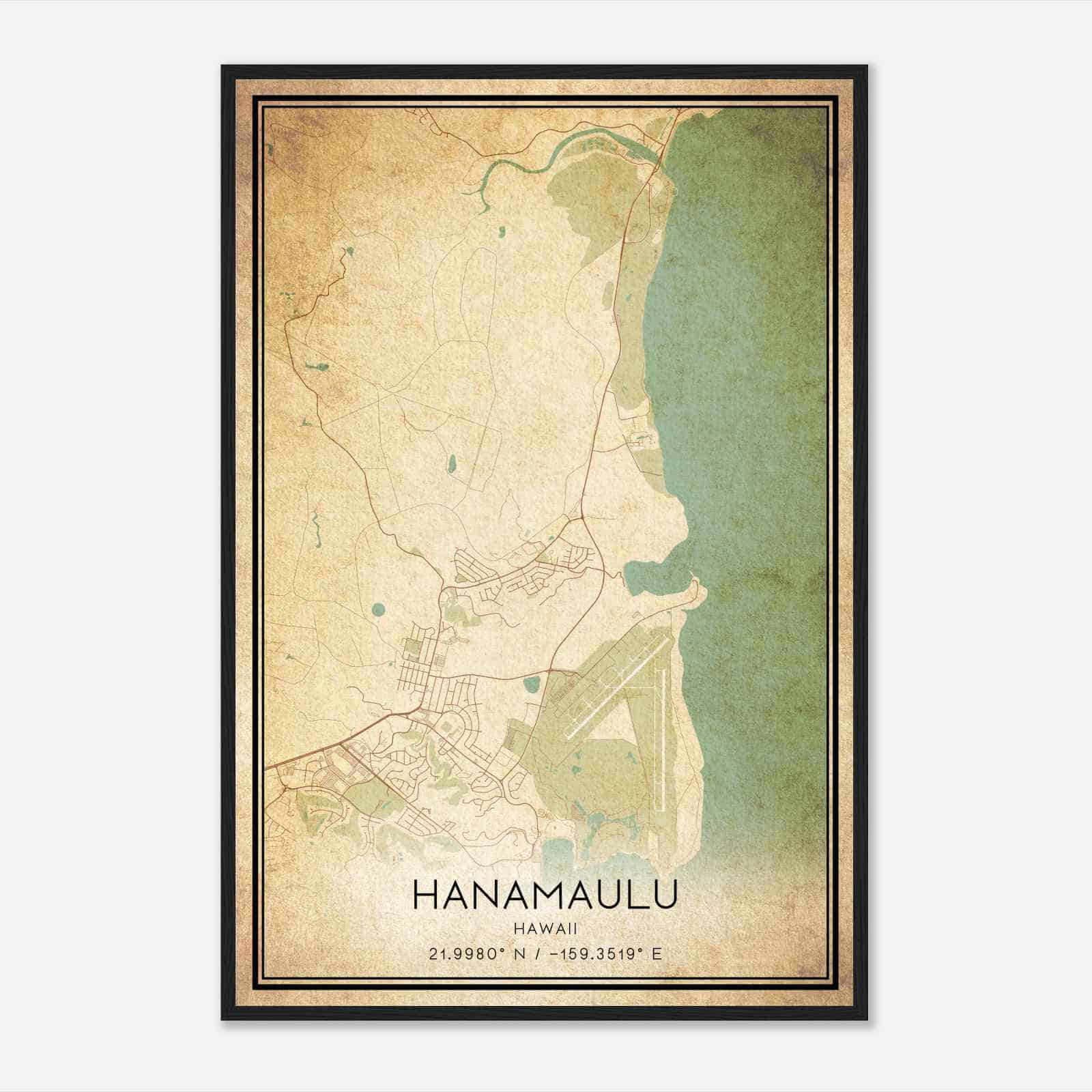 Vintage Hanamaulu Hawaii Map Poster, Modern Home Decor Wall Art Print Vintage Hanamaulu Hawaii Map Poster, Modern Home Decor Wall Art Print