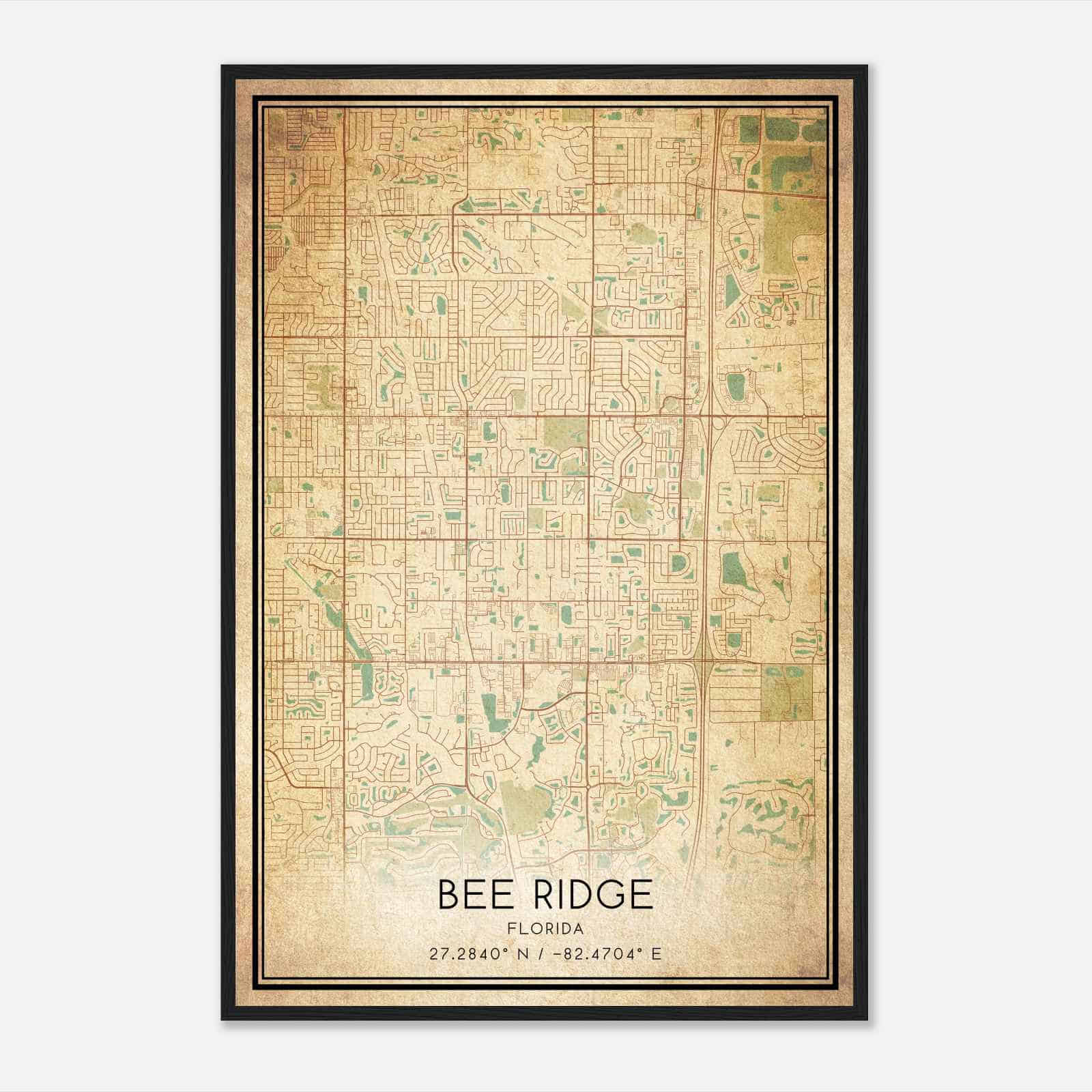 Vintage Bee Ridge Florida Map Poster, Modern Home Decor Wall Art Print Vintage Bee Ridge Florida Map Poster, Modern Home Decor Wall Art Print