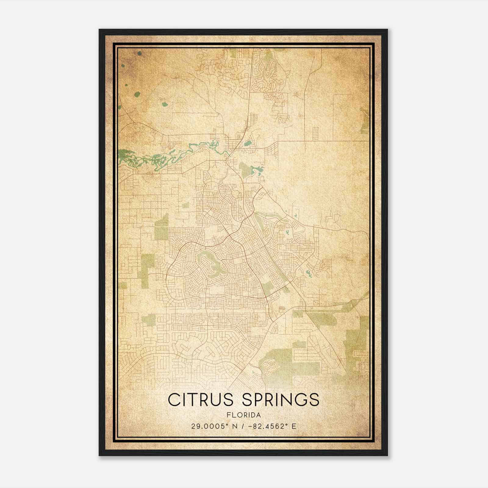 Vintage Citrus Springs Florida Map Poster, Modern Home Decor Wall Art Print Vintage Citrus Springs Florida Map Poster, Modern Home Decor Wall Art Print