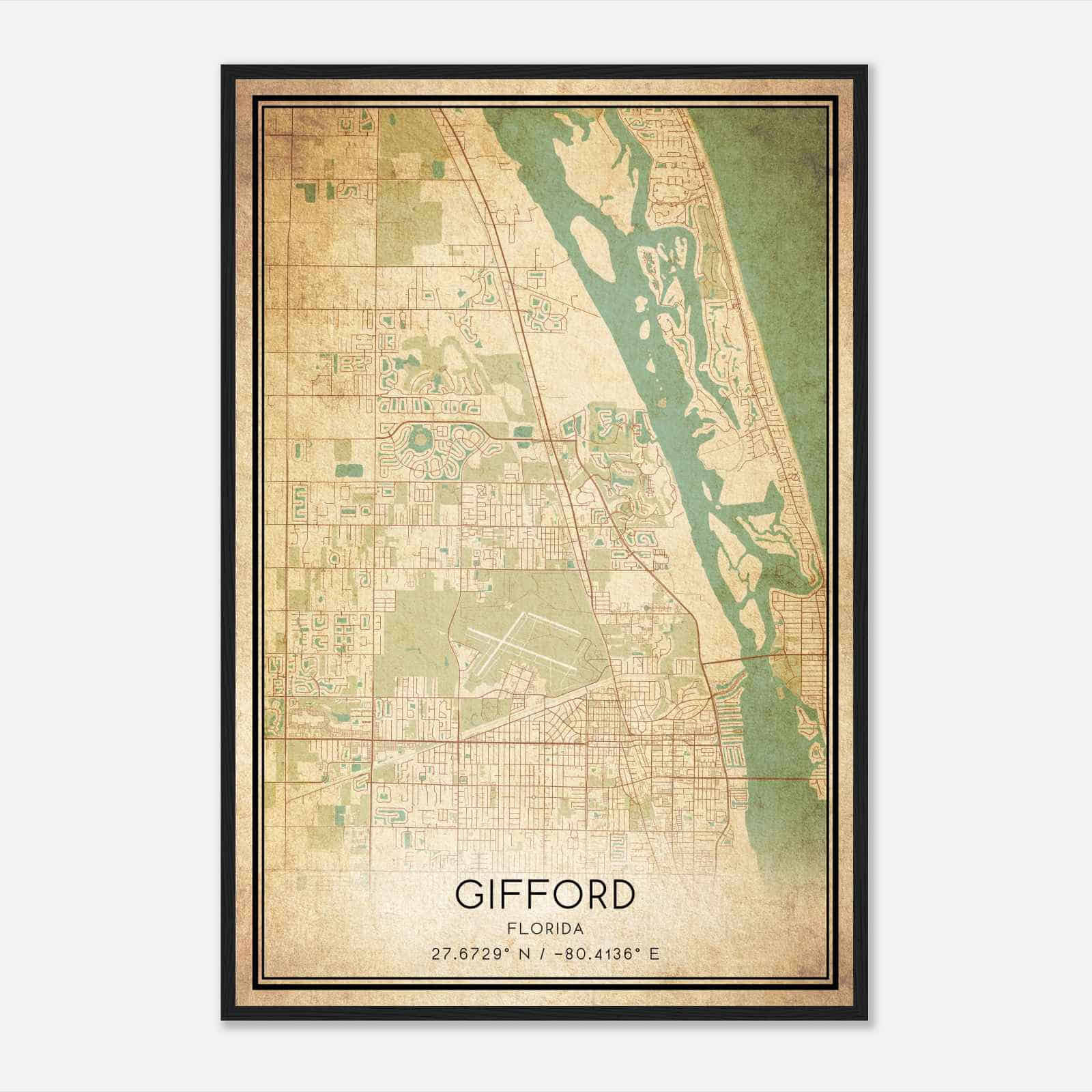 Vintage Gifford Florida Map Poster - 723702fbf7bfb8464ab877946c4c6c36