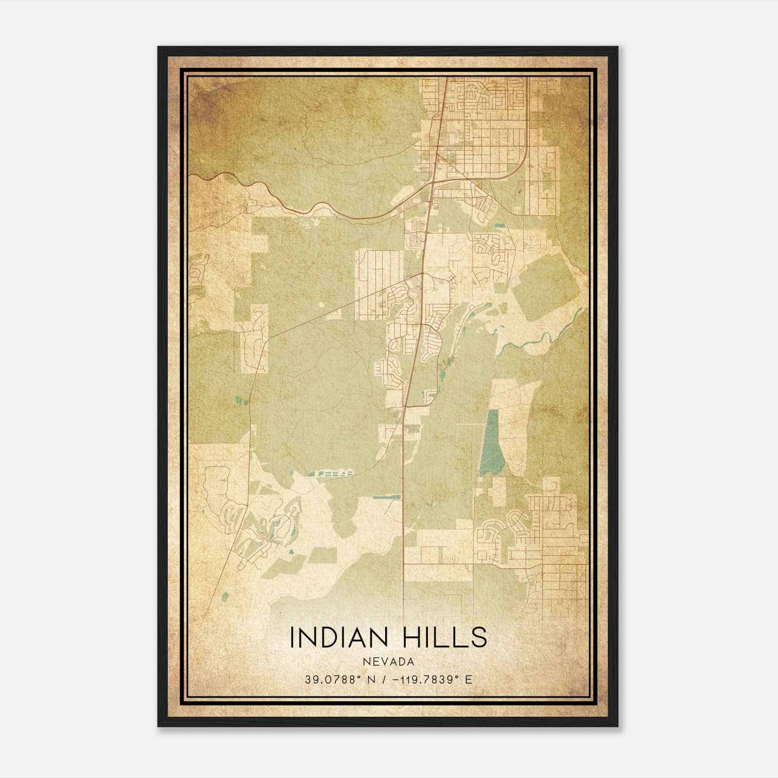 Vintage Indian Hills Nevada Map Poster, Modern Home Decor Wall Art Print
