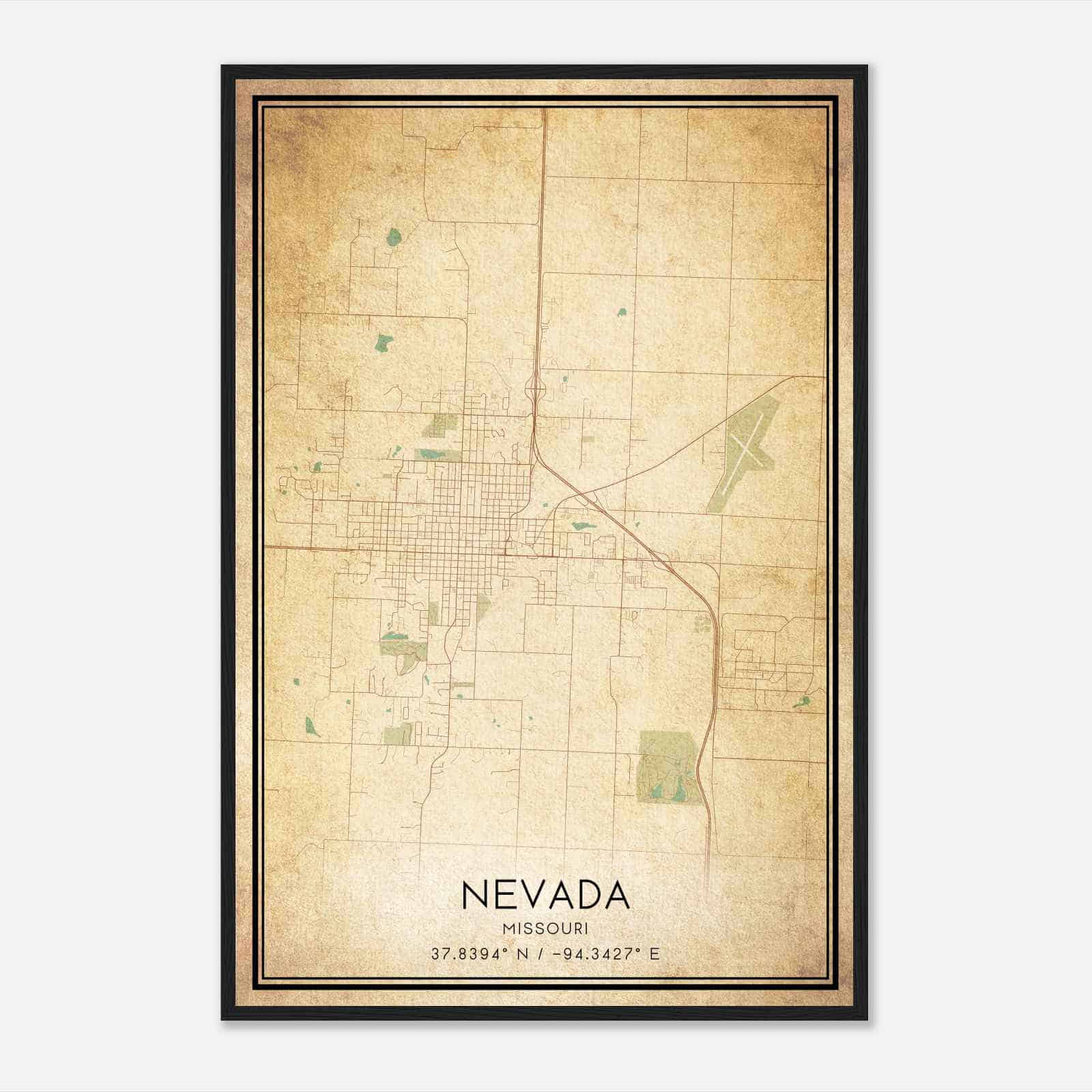 Vintage Nevada Missouri Map Poster, Modern Home Decor Wall Art Print Vintage Nevada Missouri Map Poster, Modern Home Decor Wall Art Print