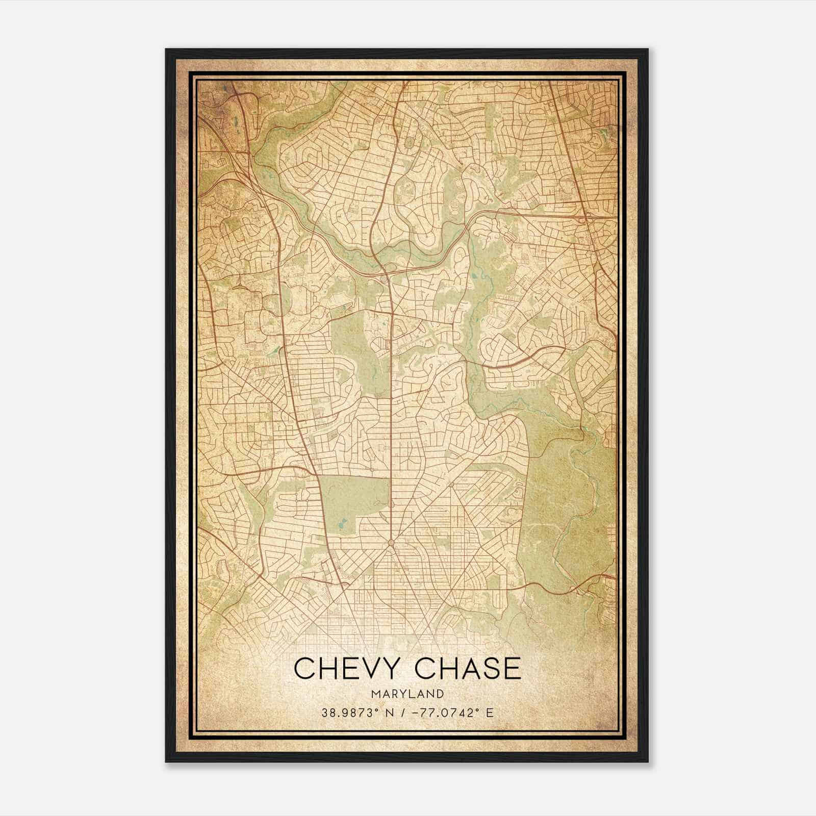 Vintage Chevy Chase Maryland Map Poster, Modern Home Decor Wall Art Print Vintage Chevy Chase Maryland Map Poster, Modern Home Decor Wall Art Print