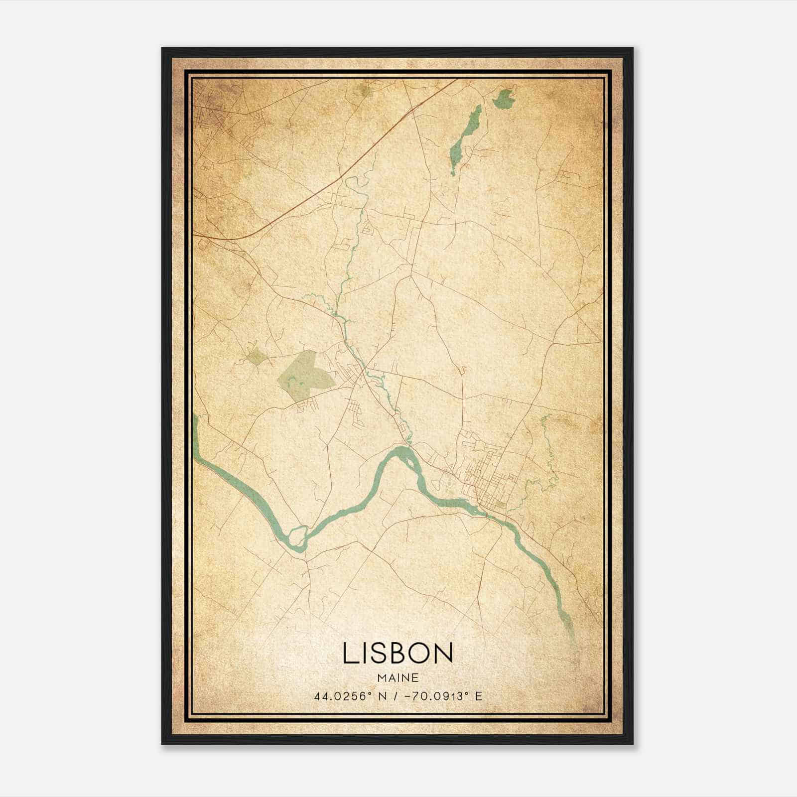 Vintage Lisbon Maine Map Poster, Modern Home Decor Wall Art Print Vintage Lisbon Maine Map Poster, Modern Home Decor Wall Art Print