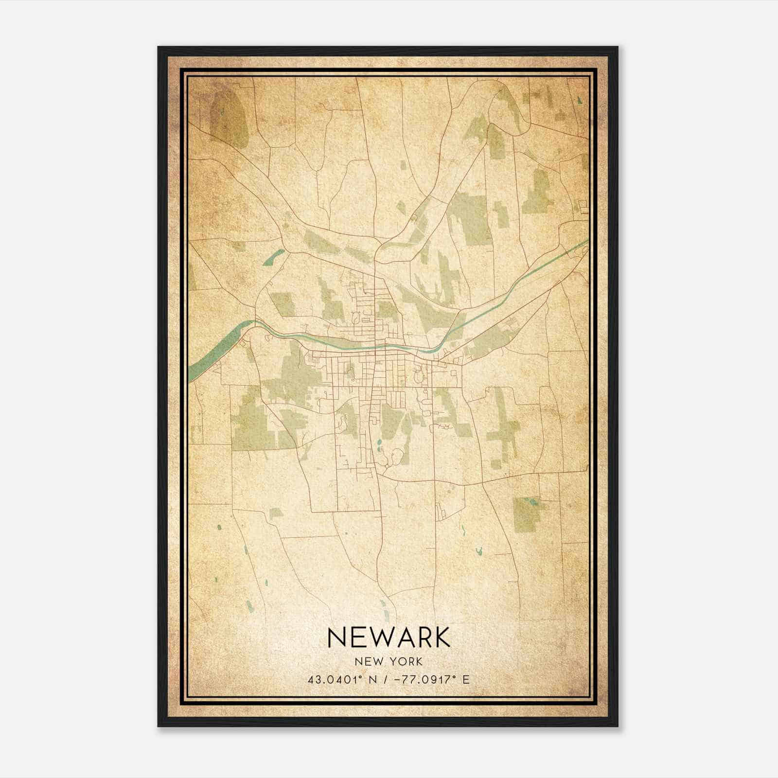 Vintage Newark New York Map Poster, Modern Home Decor Wall Art Print