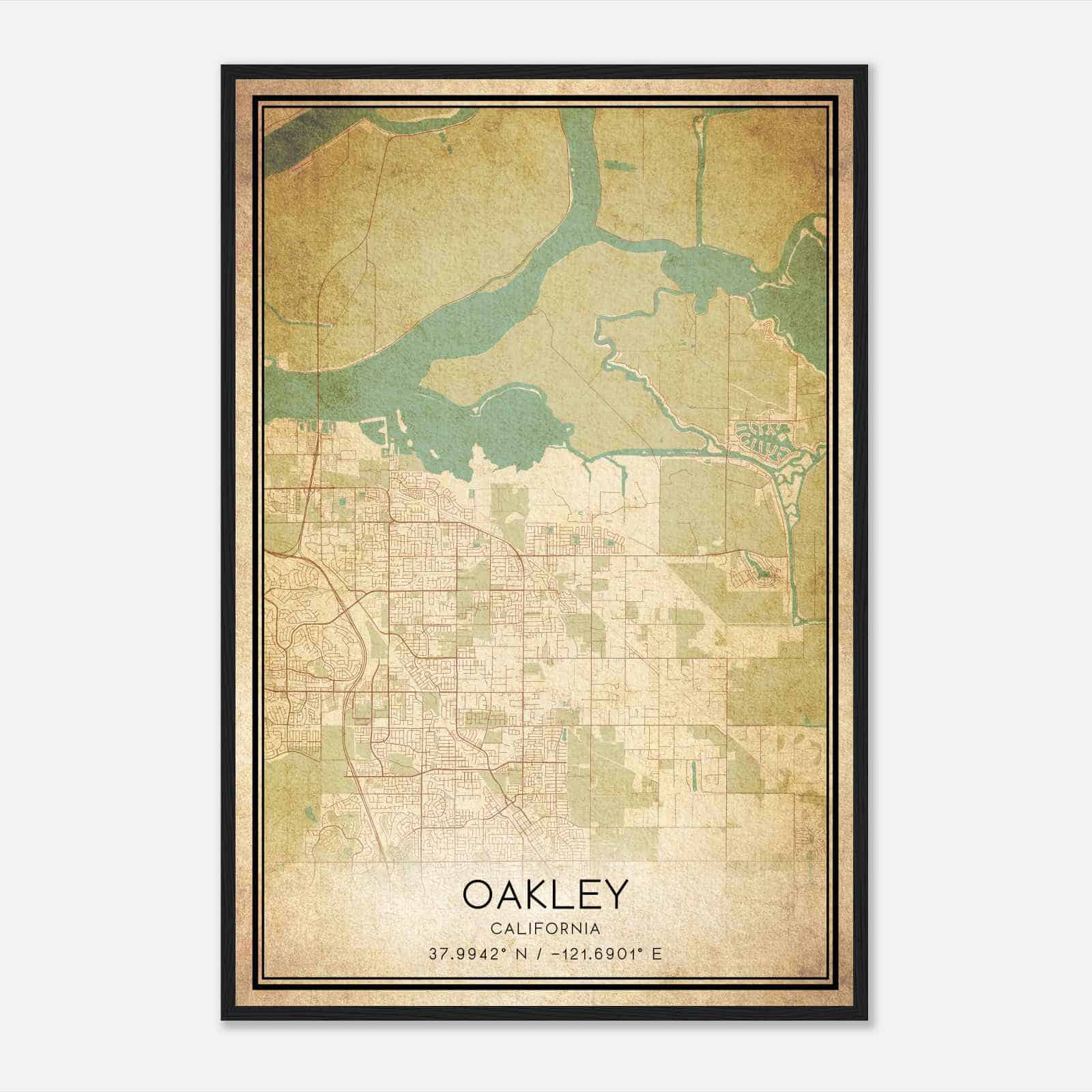 Vintage Oakley California Map Poster, Modern Home Decor Wall Art Print