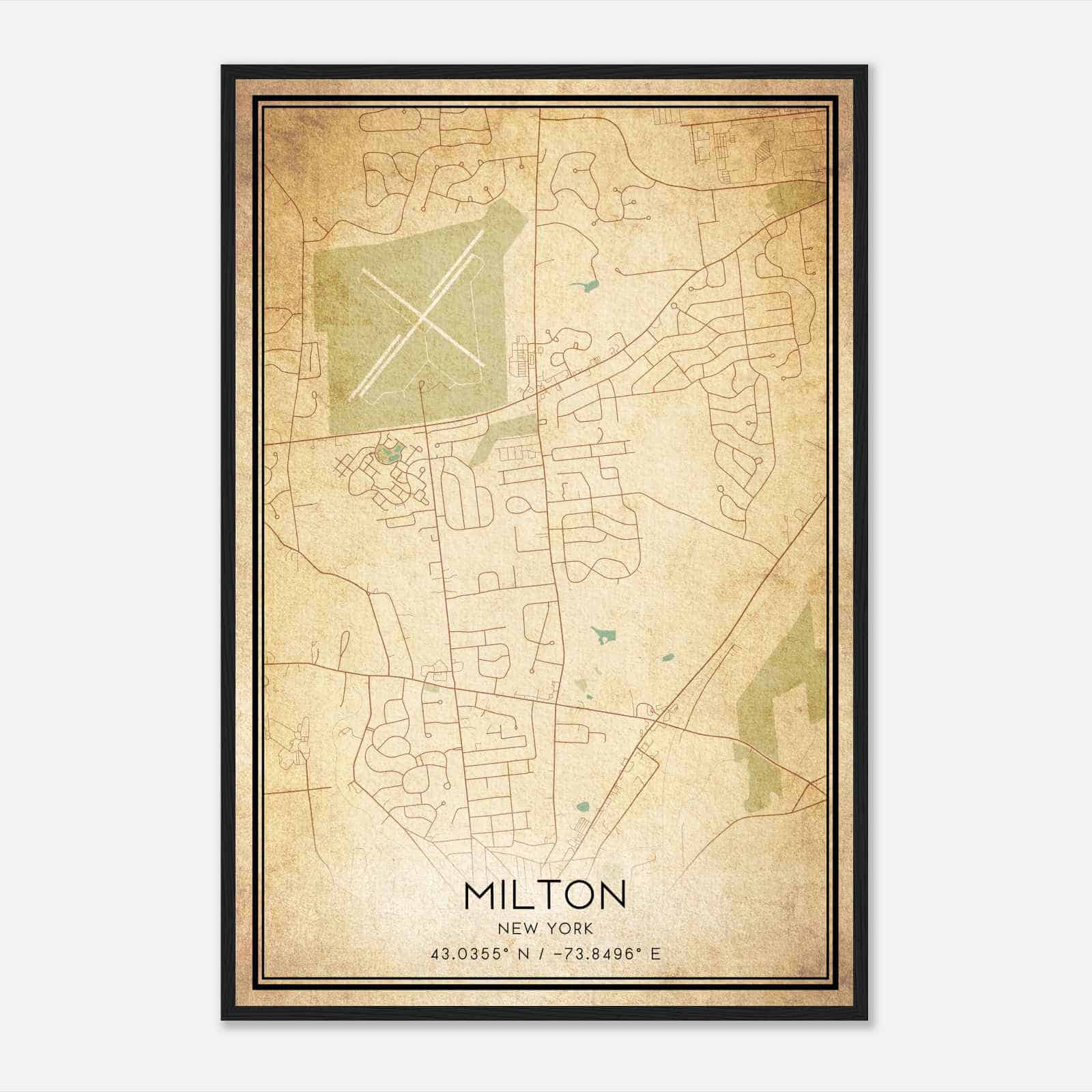 Vintage Milton New York Map Poster, Modern Home Decor Wall Art Print