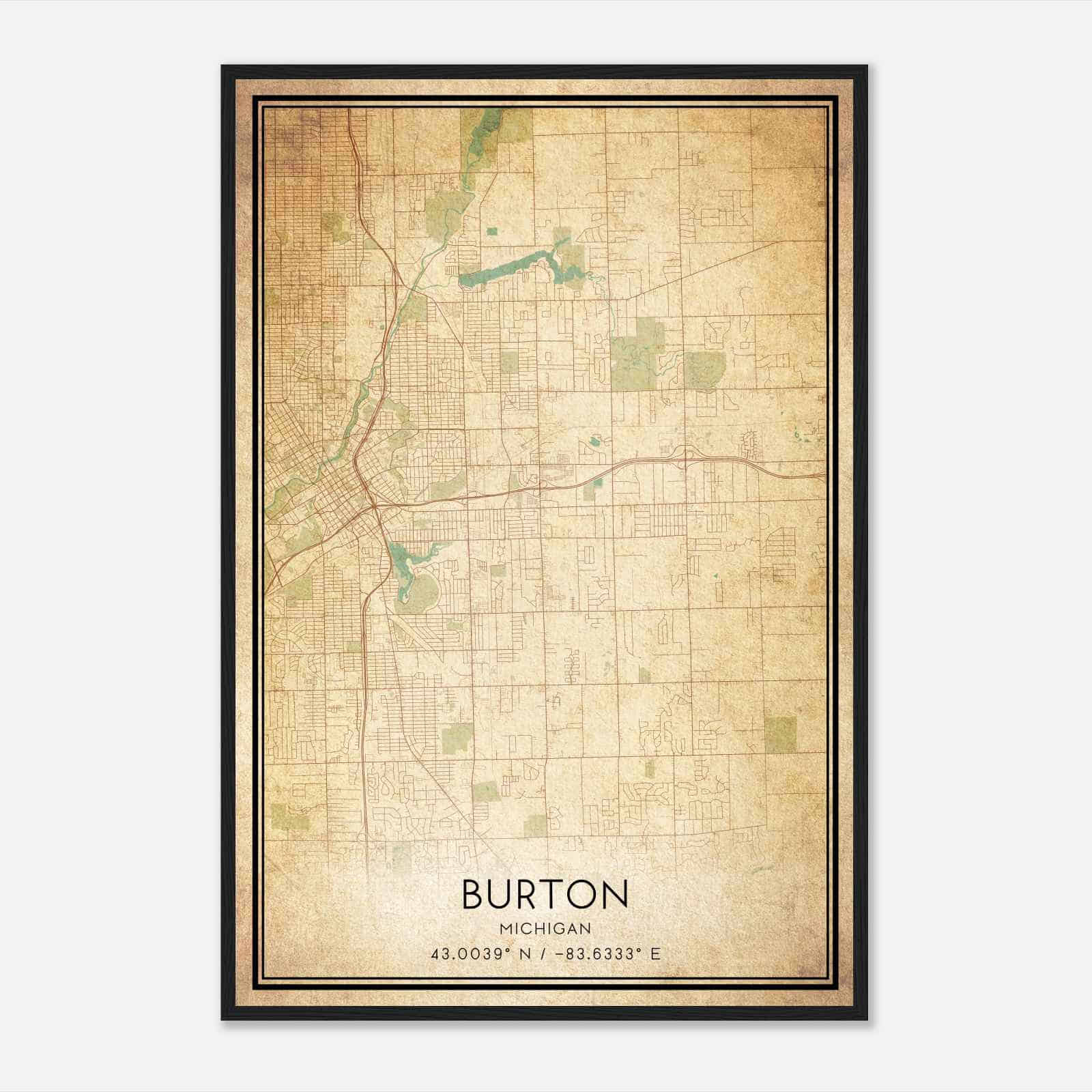 Vintage Burton Michigan Map Poster, Modern Home Decor Wall Art Print Vintage Burton Michigan Map Poster, Modern Home Decor Wall Art Print
