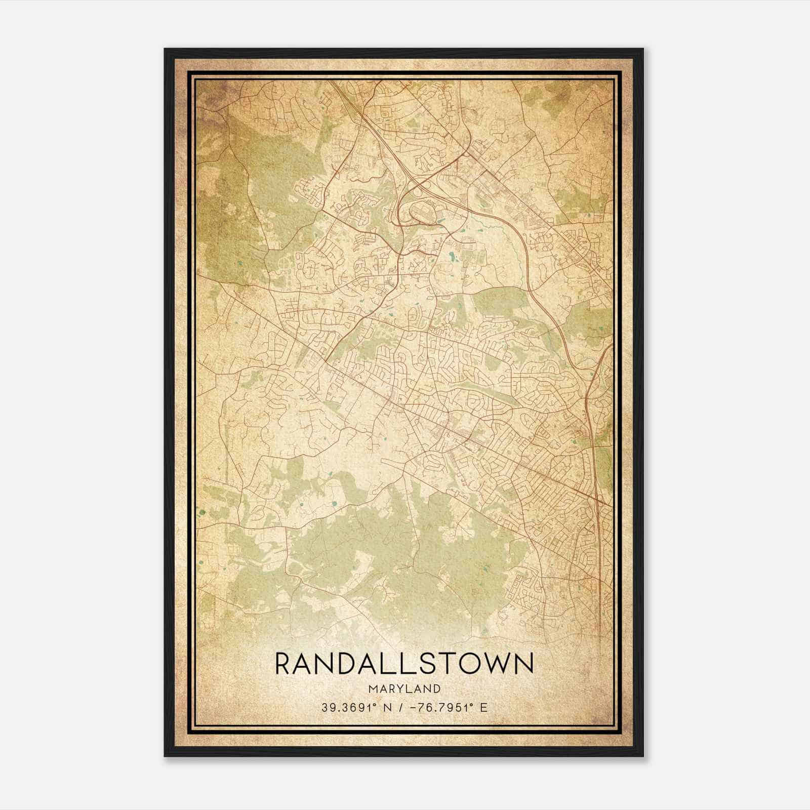 Vintage Randallstown Maryland Map Poster, Modern Home Decor Wall Art Print
