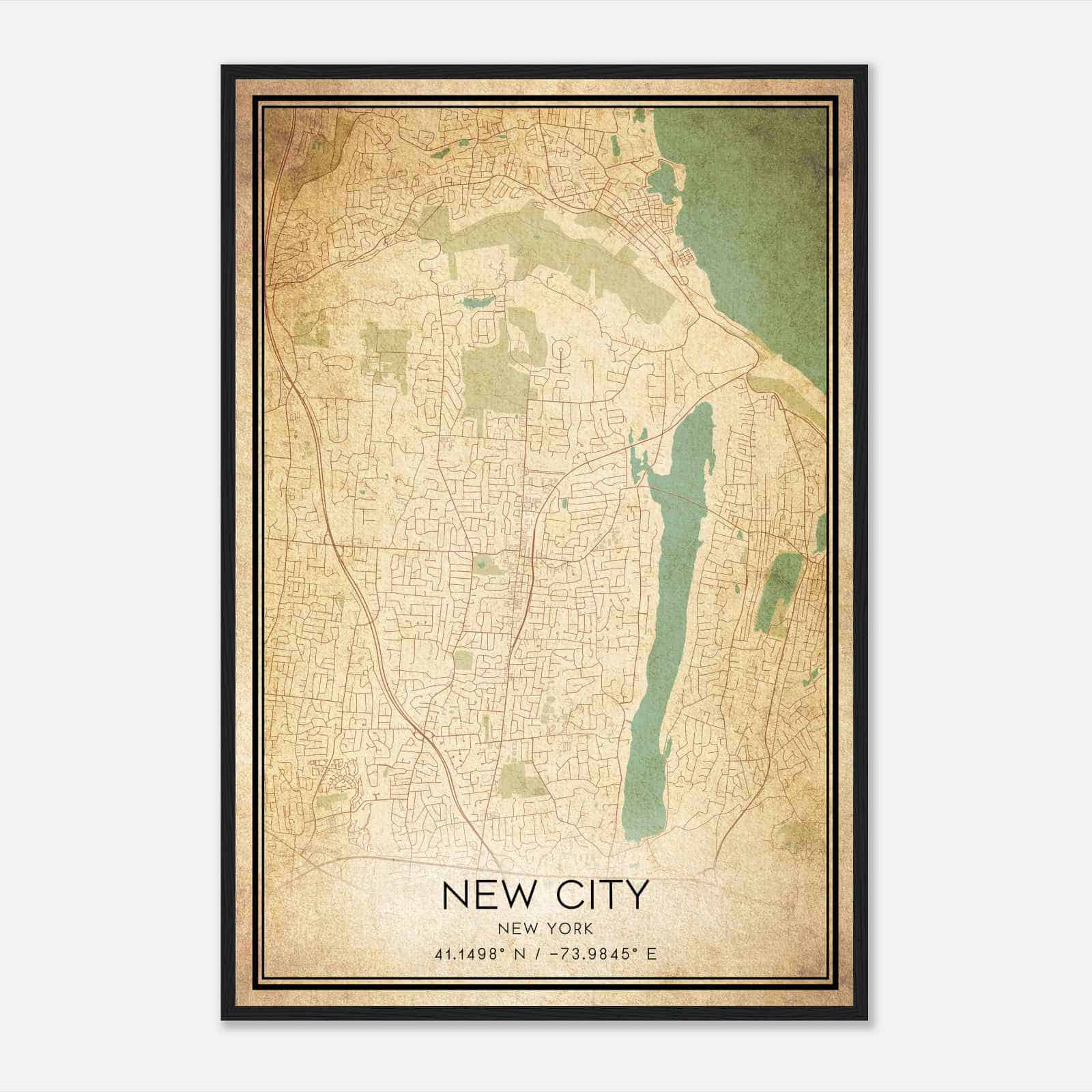 Vintage New City New York Map Poster, Modern Home Decor Wall Art Print