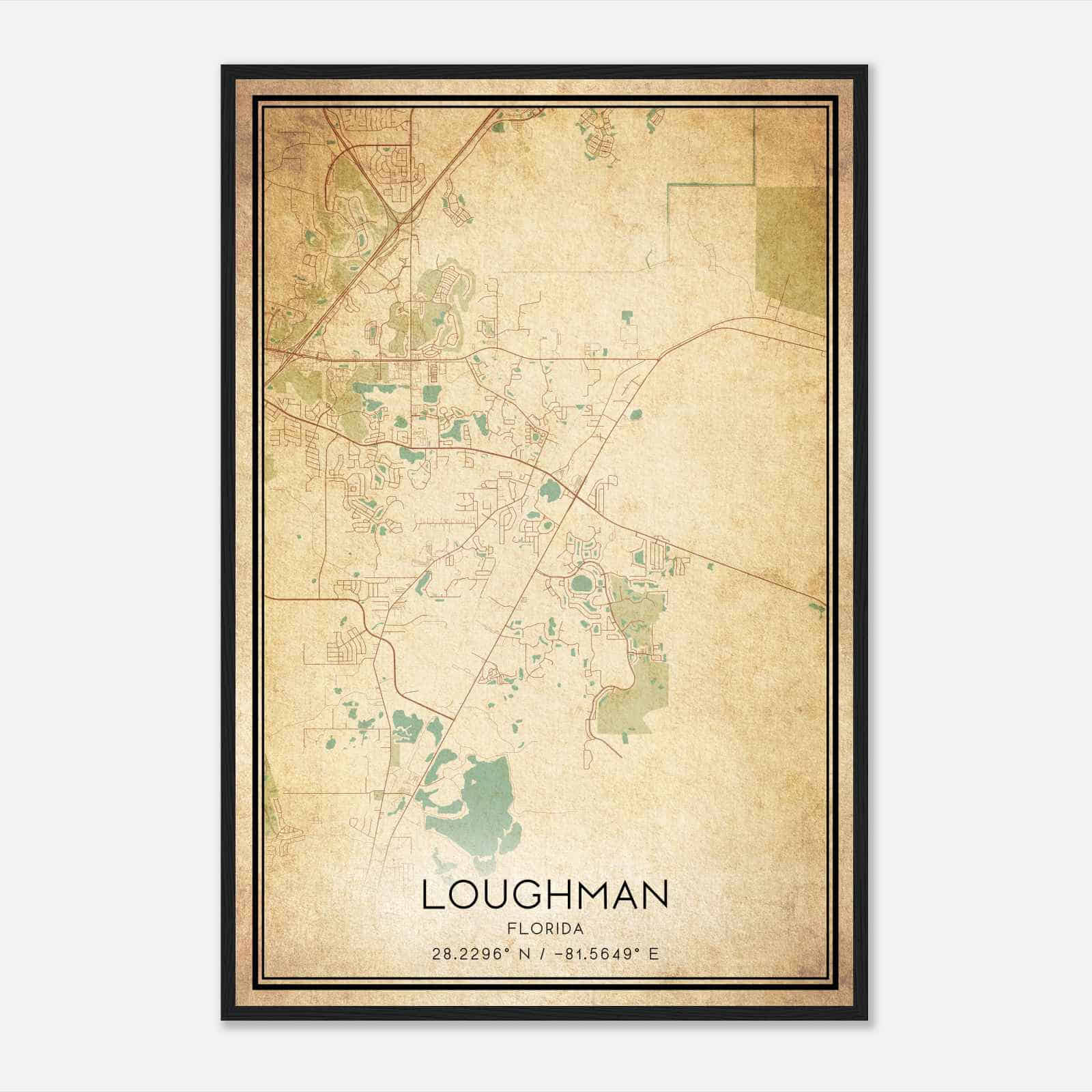Vintage Loughman Florida Map Poster, Modern Home Decor Wall Art Print
