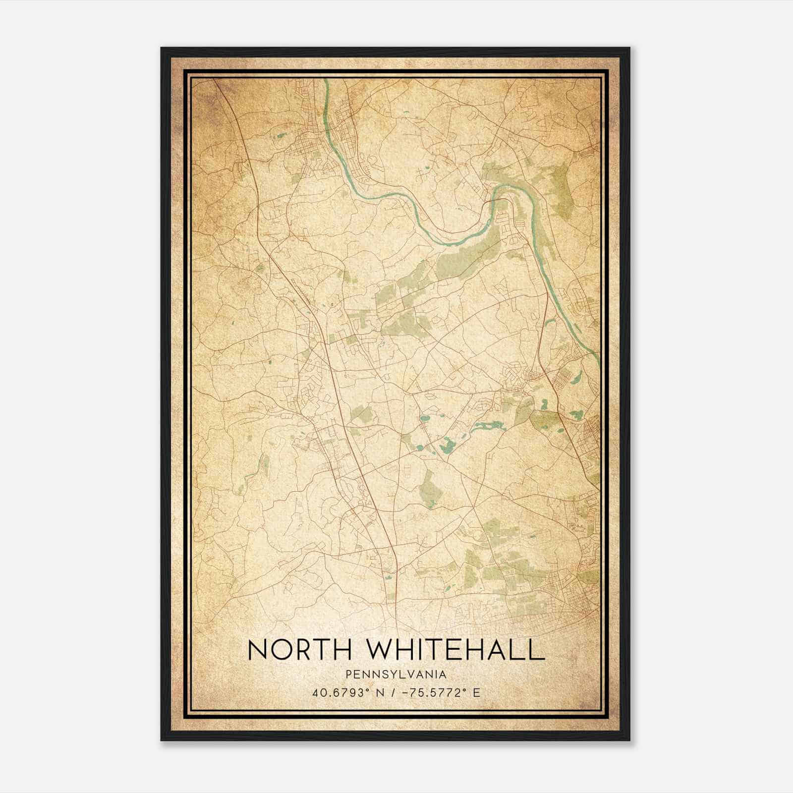Vintage North Whitehall Pennsylvania Map Poster, Modern Home Decor Wall Art Print
