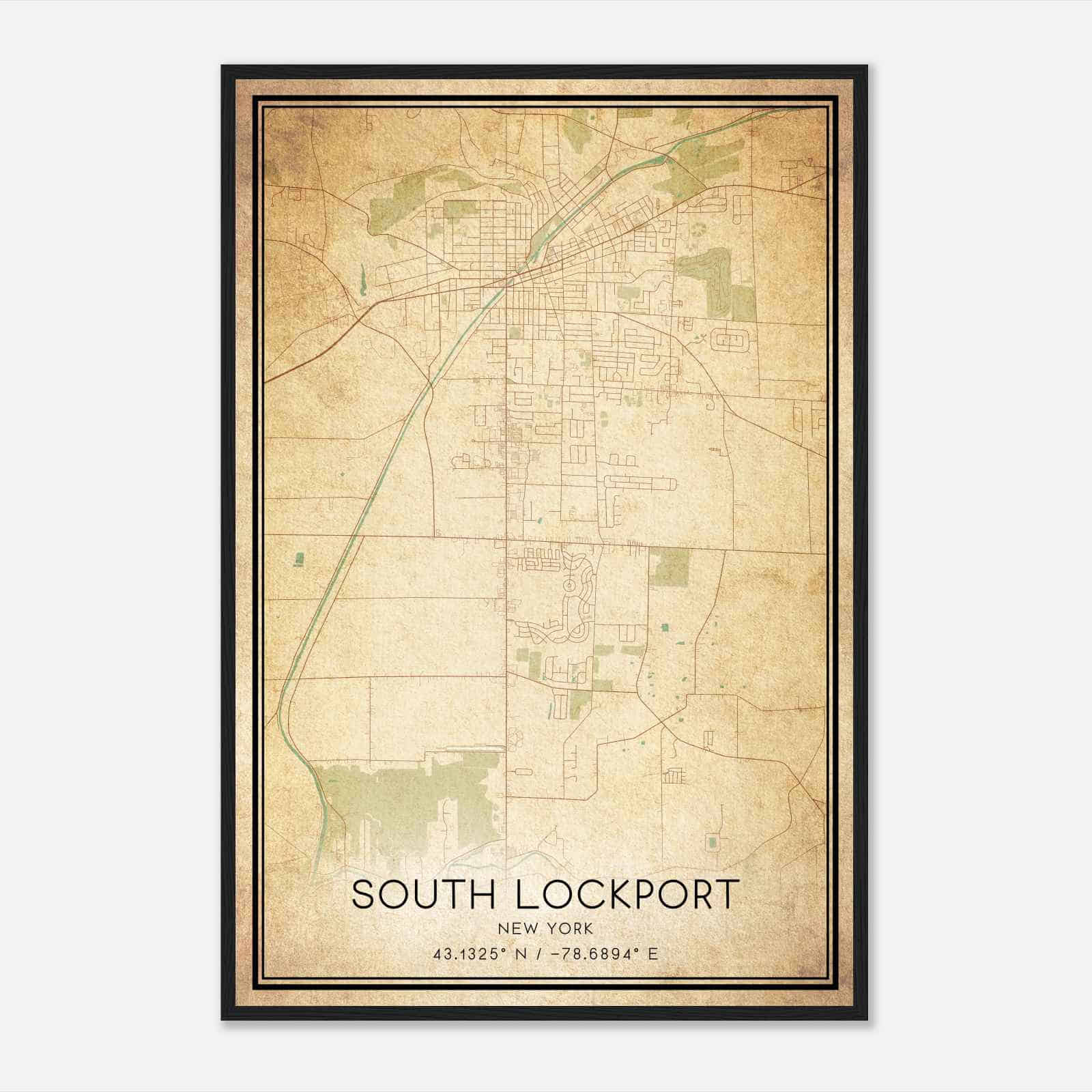 Vintage South Lockport New York Map Poster, Modern Home Decor Wall Art Print