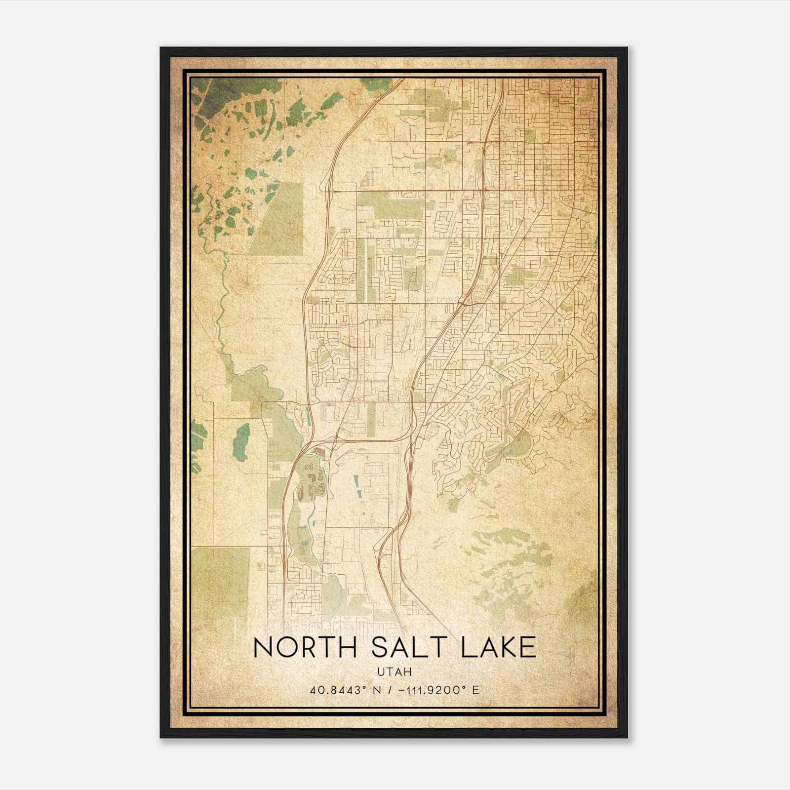Vintage North Salt Lake Utah Map Poster, Modern Home Decor Wall Art Print