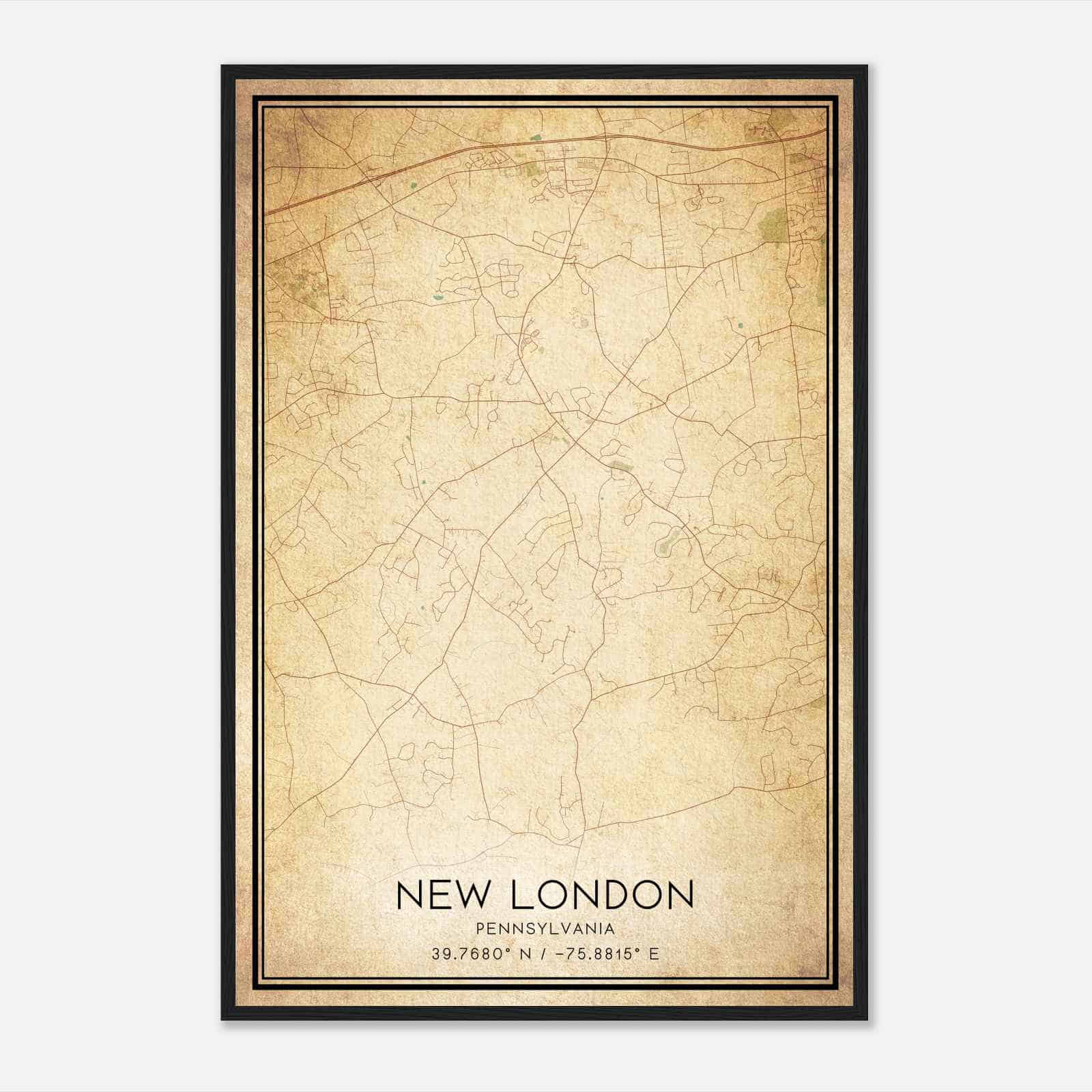 Vintage New London Pennsylvania Map Poster, Modern Home Decor Wall Art Print