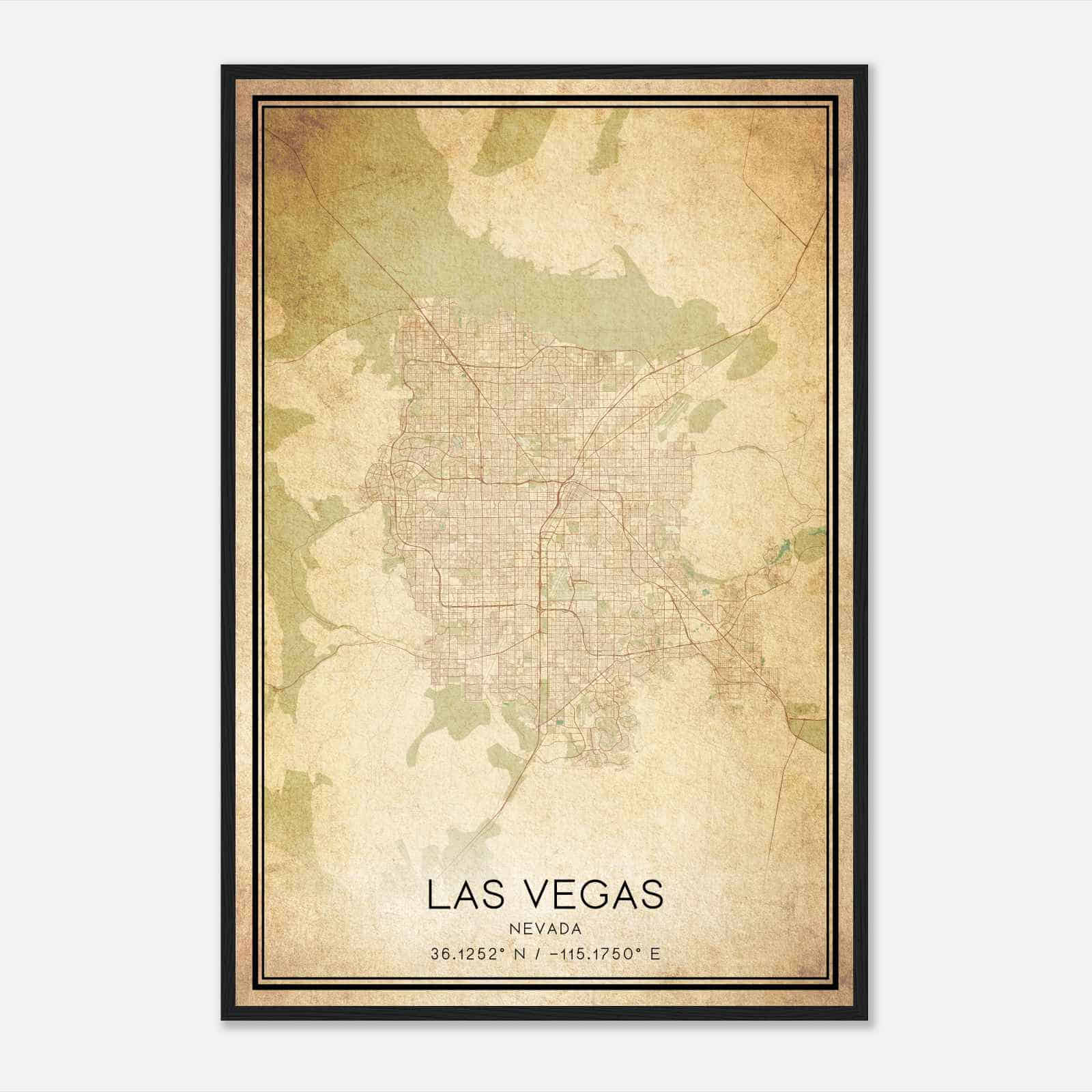 Vintage Las Vegas Nevada Map Poster, Modern Home Decor Wall Art Print