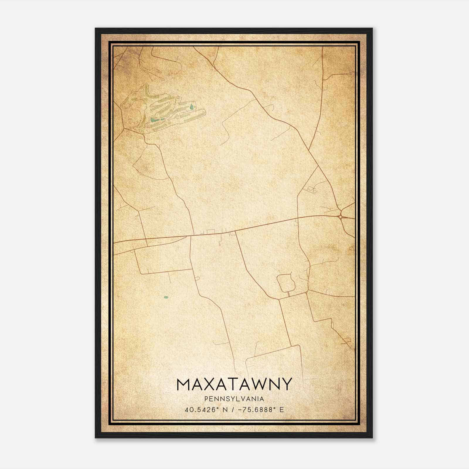 Vintage Maxatawny Pennsylvania Map Poster, Modern Home Decor Wall Art Print