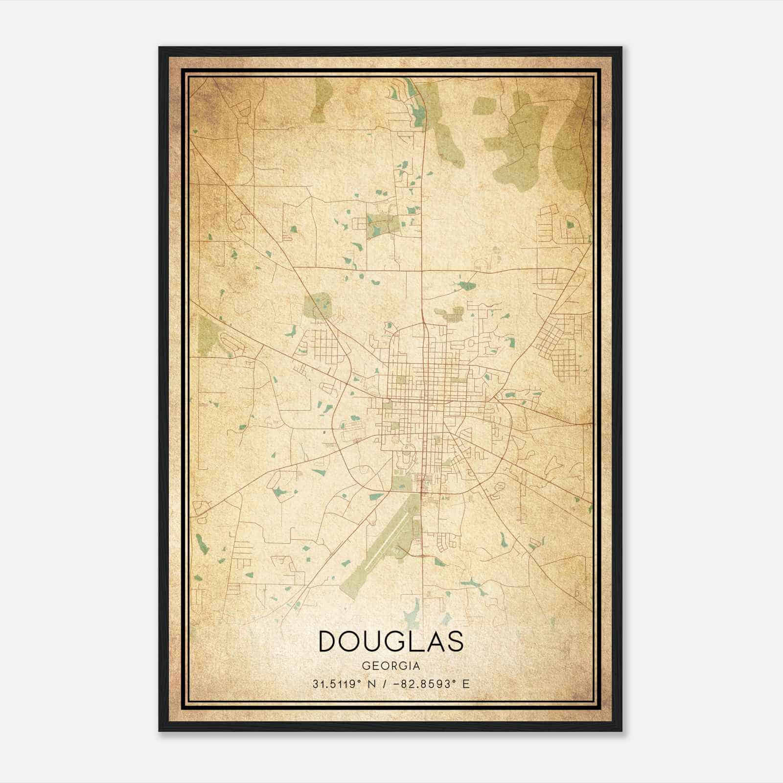 Vintage Douglas Georgia Map Poster, Modern Home Decor Wall Art Print