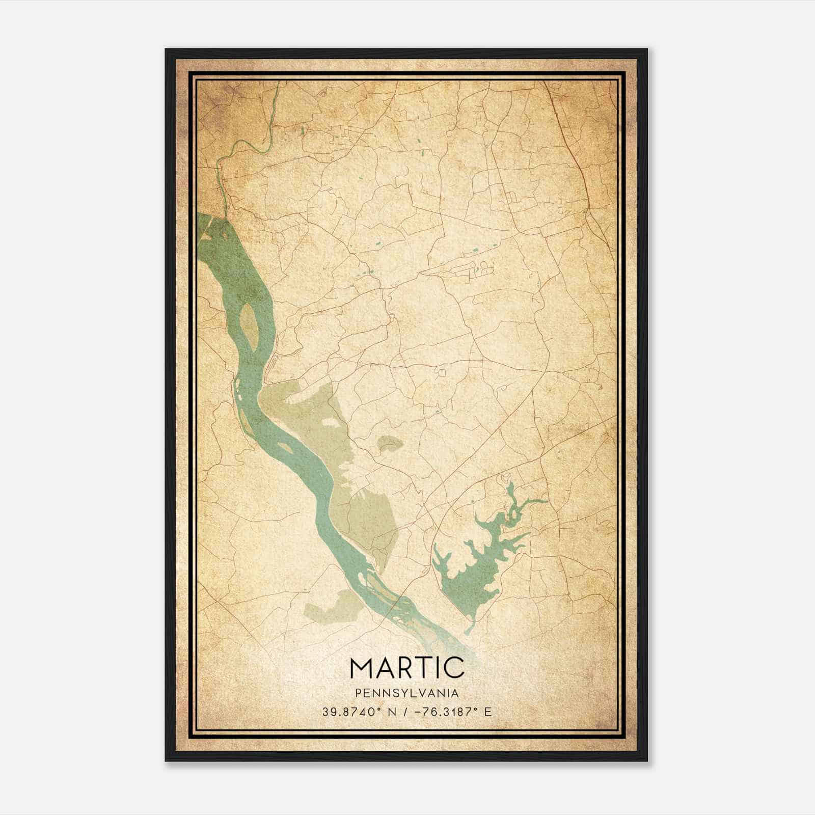 Vintage Martic Pennsylvania Map Poster, Modern Home Decor Wall Art Print