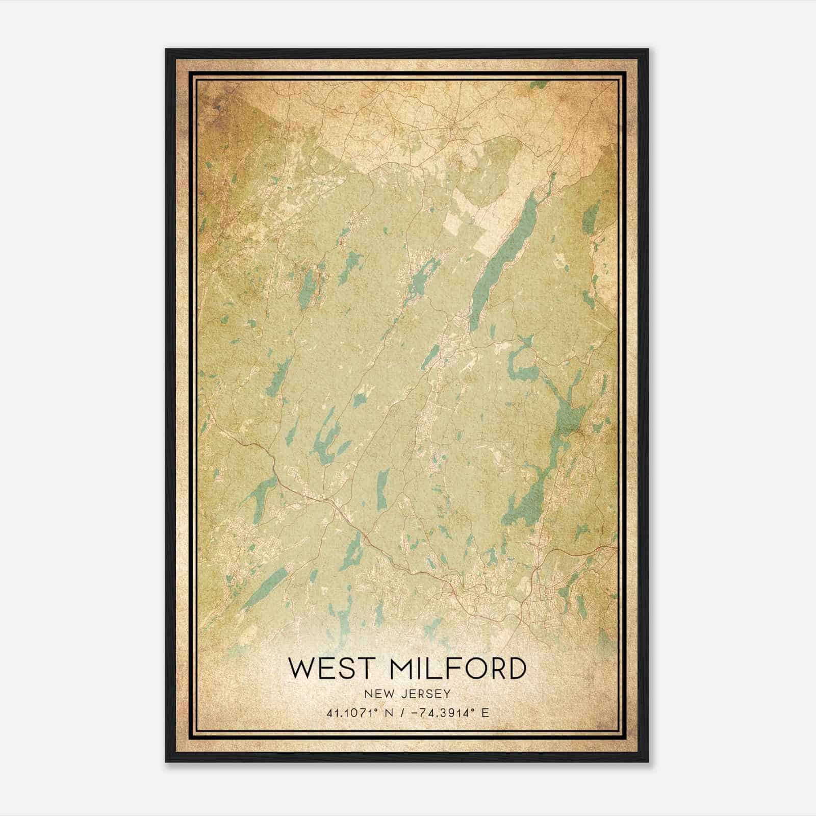 Vintage West Milford New Jersey Map Poster, Modern Home Decor Wall Art Print Vintage West Milford New Jersey Map Poster, Modern Home Decor Wall Art Print