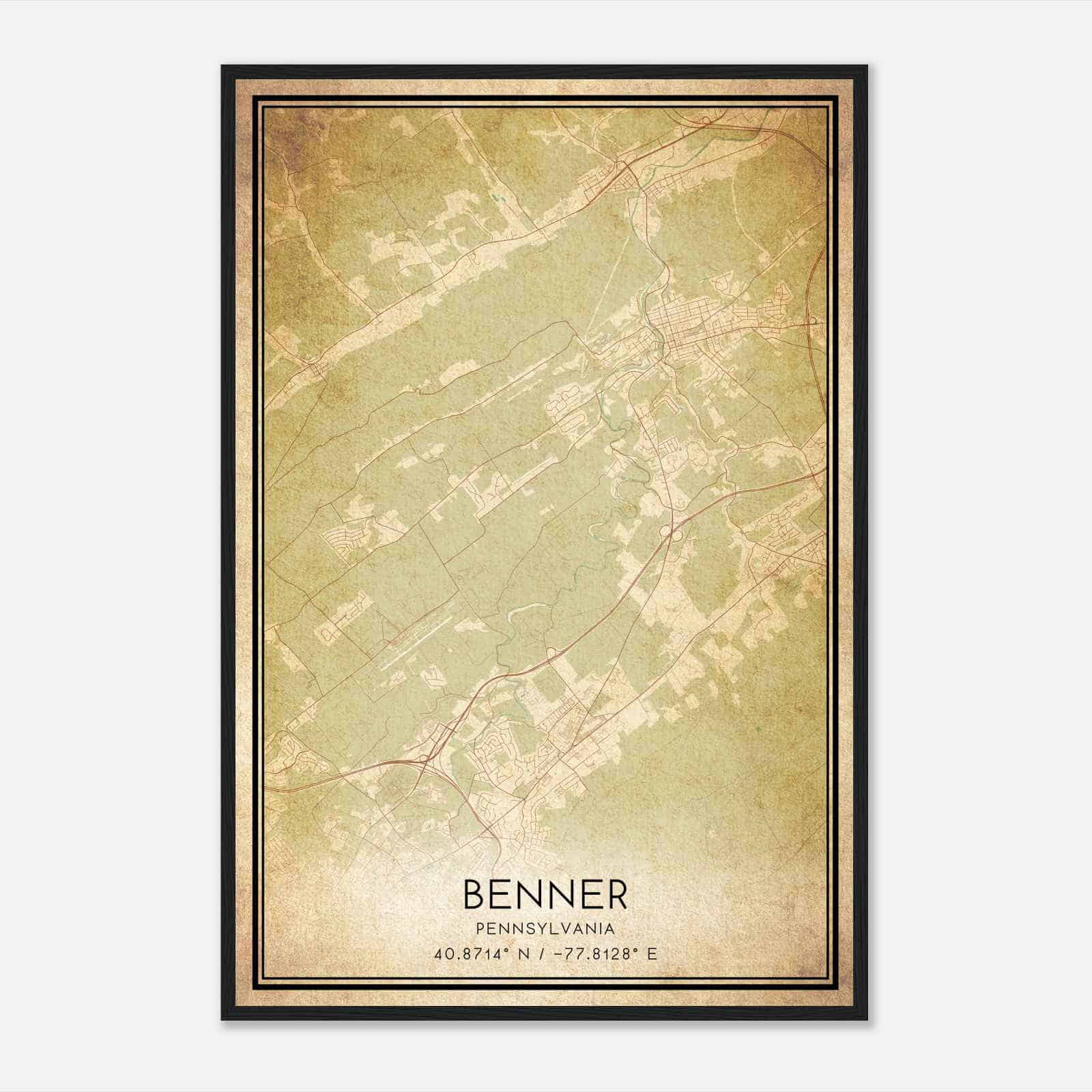 Vintage Benner Pennsylvania Map Poster, Modern Home Decor Wall Art Print Vintage Benner Pennsylvania Map Poster, Modern Home Decor Wall Art Print