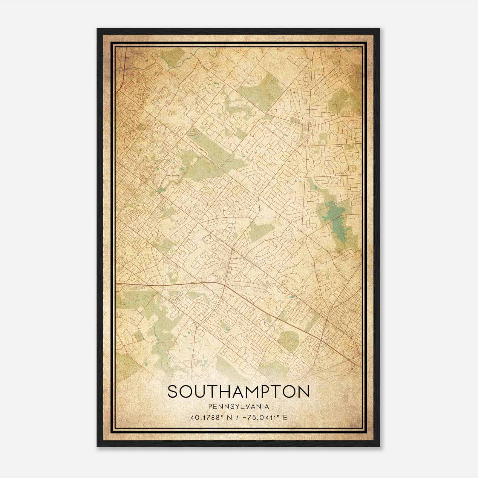 Vintage Southampton Pennsylvania Map Poster, Modern Home Decor Wall Art Print