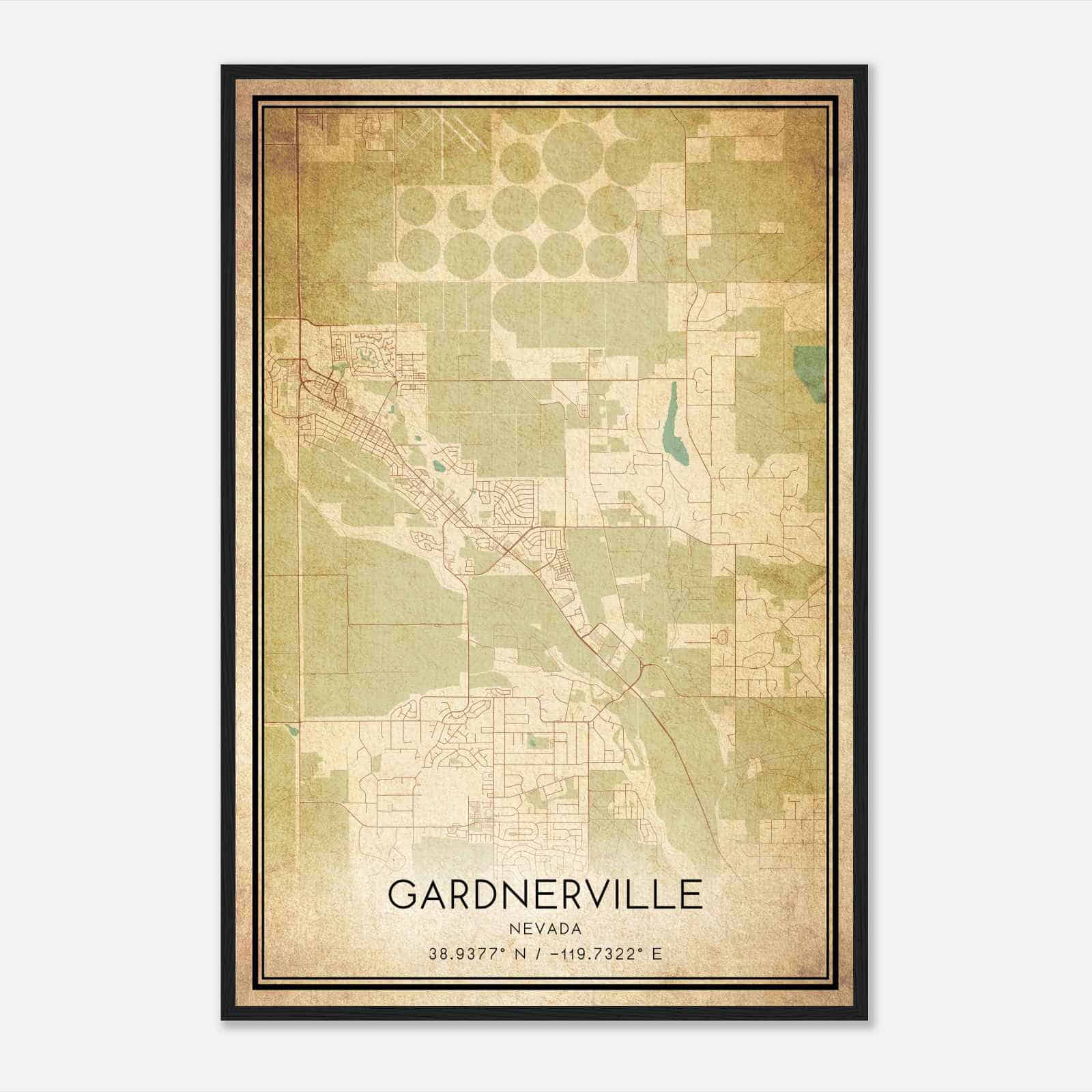 Vintage Gardnerville Nevada Map Poster, Modern Home Decor Wall Art Print