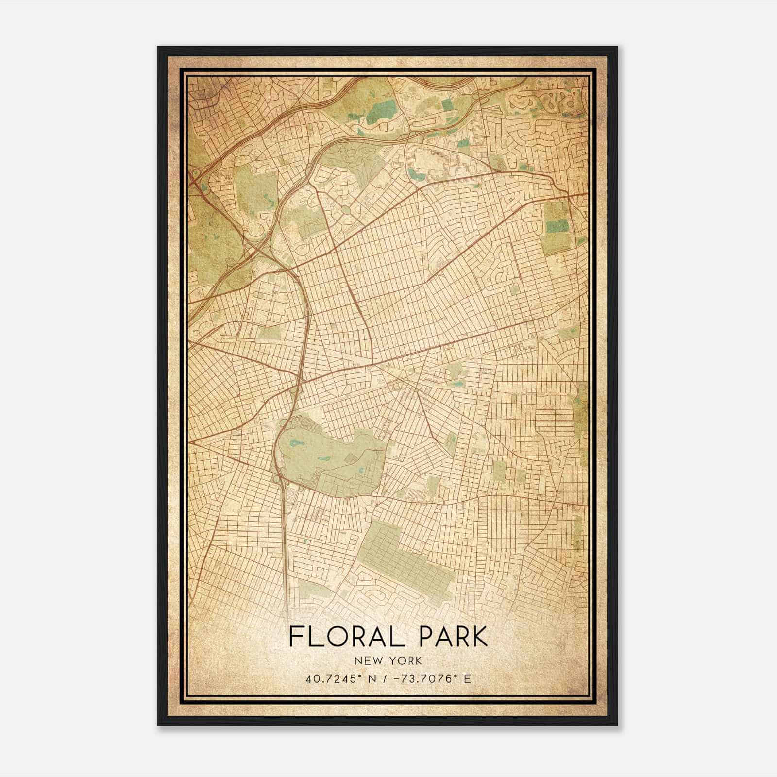 Vintage Floral Park New York Map Poster, Modern Home Decor Wall Art Print Vintage Floral Park New York Map Poster, Modern Home Decor Wall Art Print