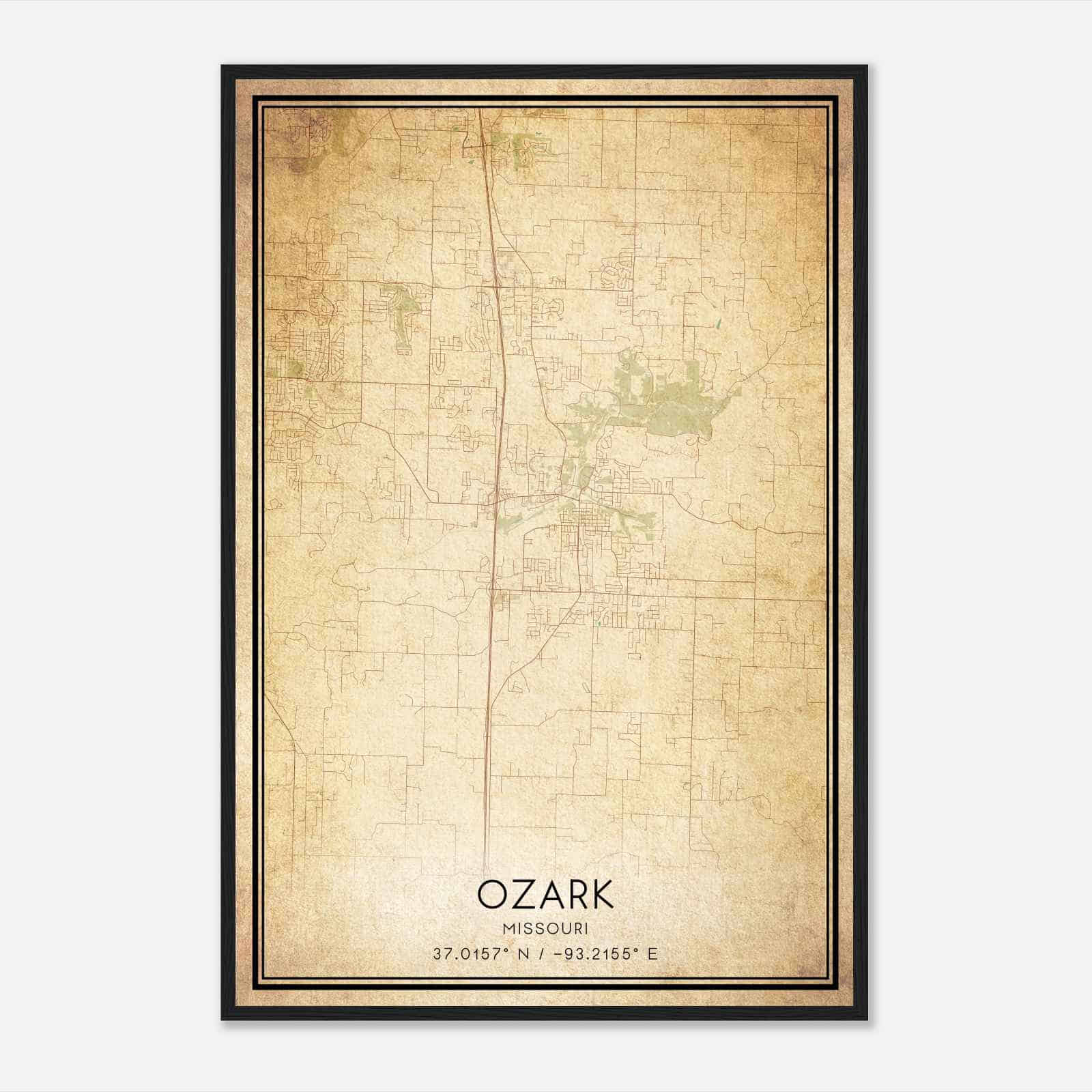 Vintage Ozark Missouri Map Poster, Modern Home Decor Wall Art Print