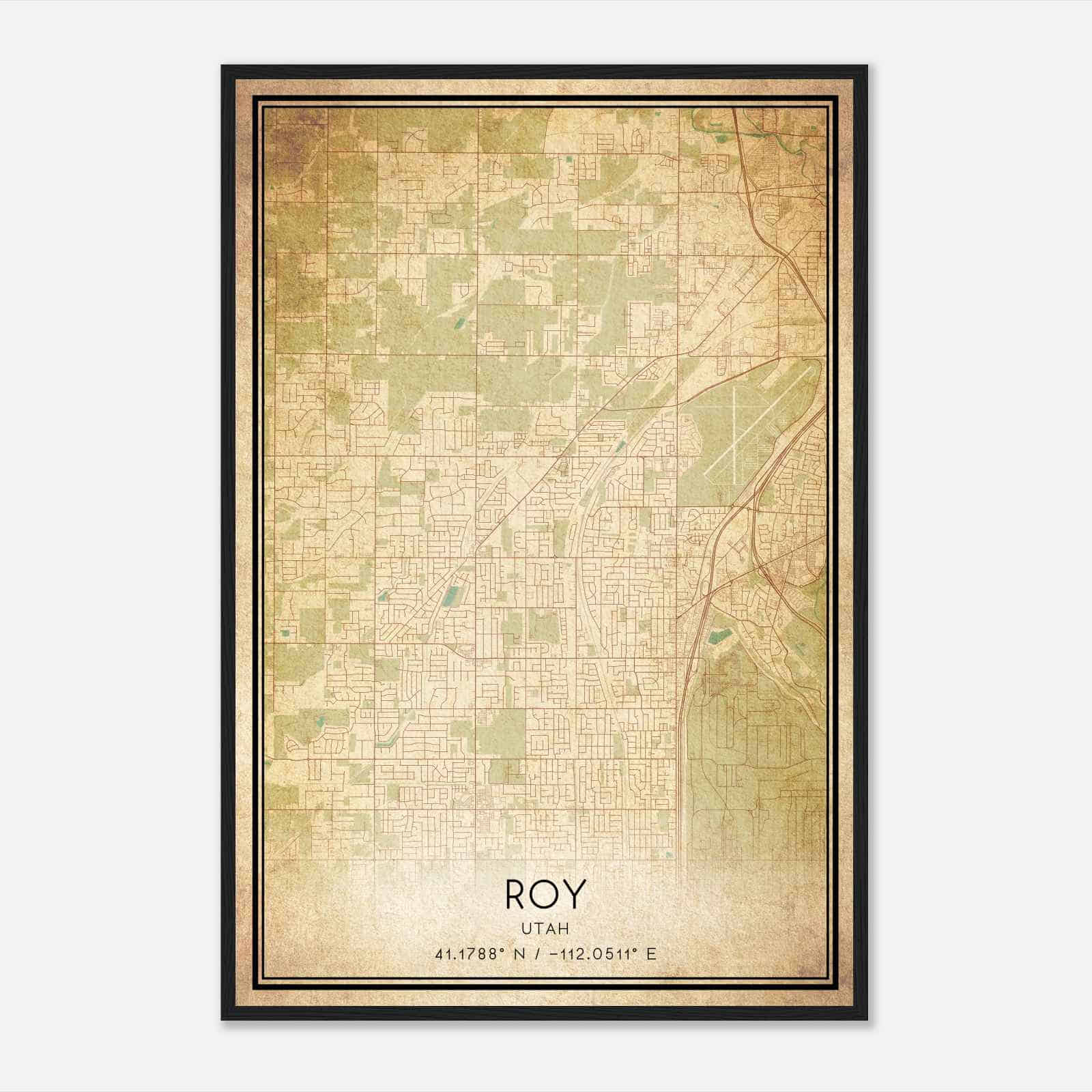 Vintage Roy Utah Map Poster, Modern Home Decor Wall Art Print