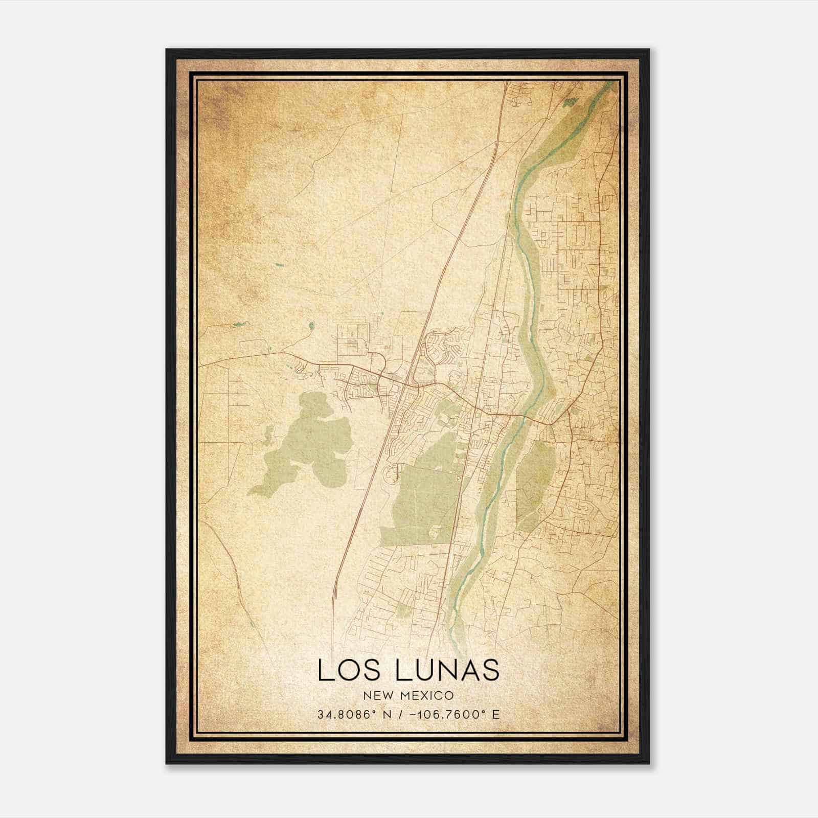 Vintage Los Lunas New Mexico Map Poster, Modern Home Decor Wall Art Print