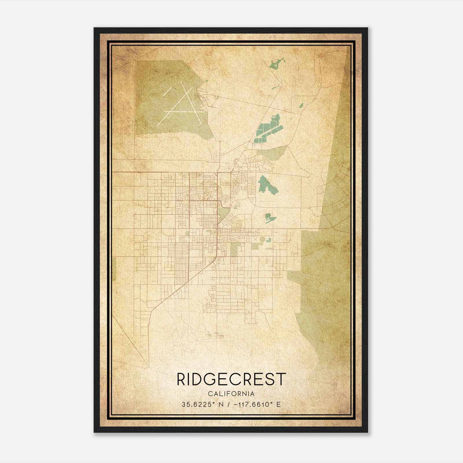 Vintage Ridgecrest California Map Poster, Modern Home Decor Wall Art Print